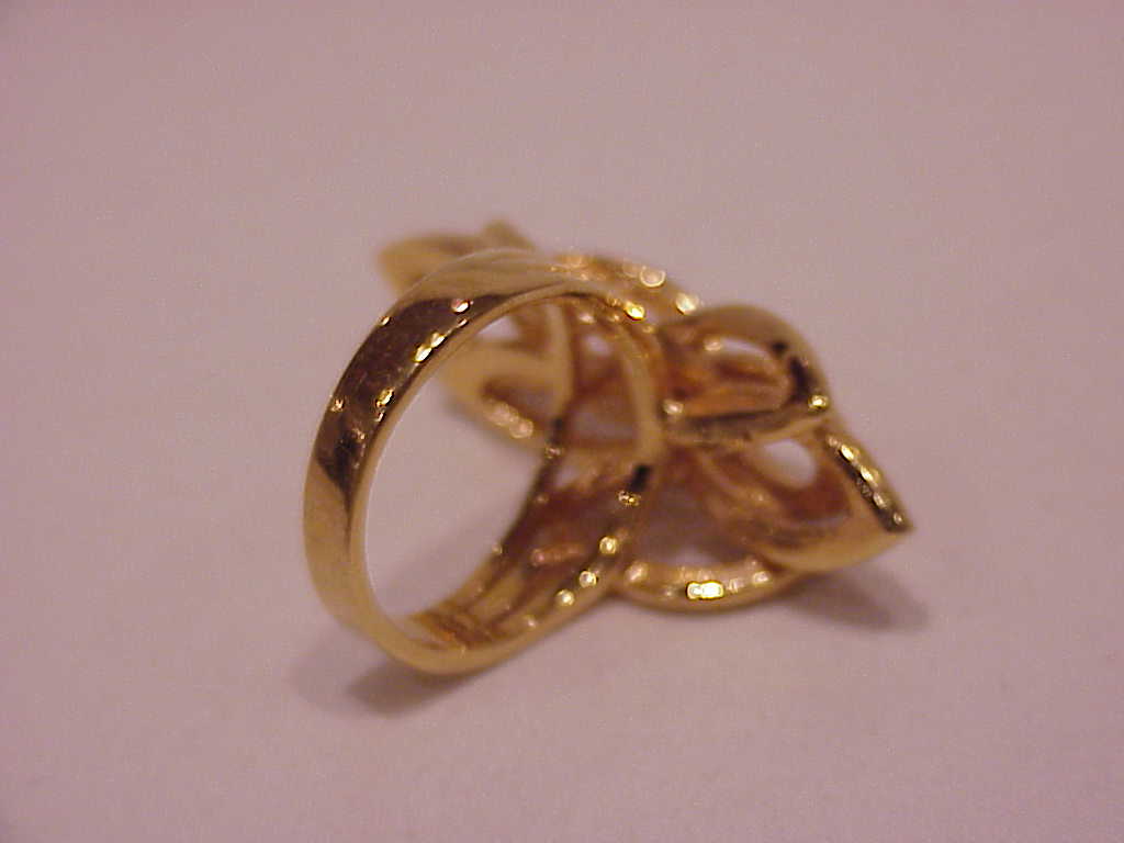 18k Gold Electroplate Long Abstract Design Fashion Ring - Size 8