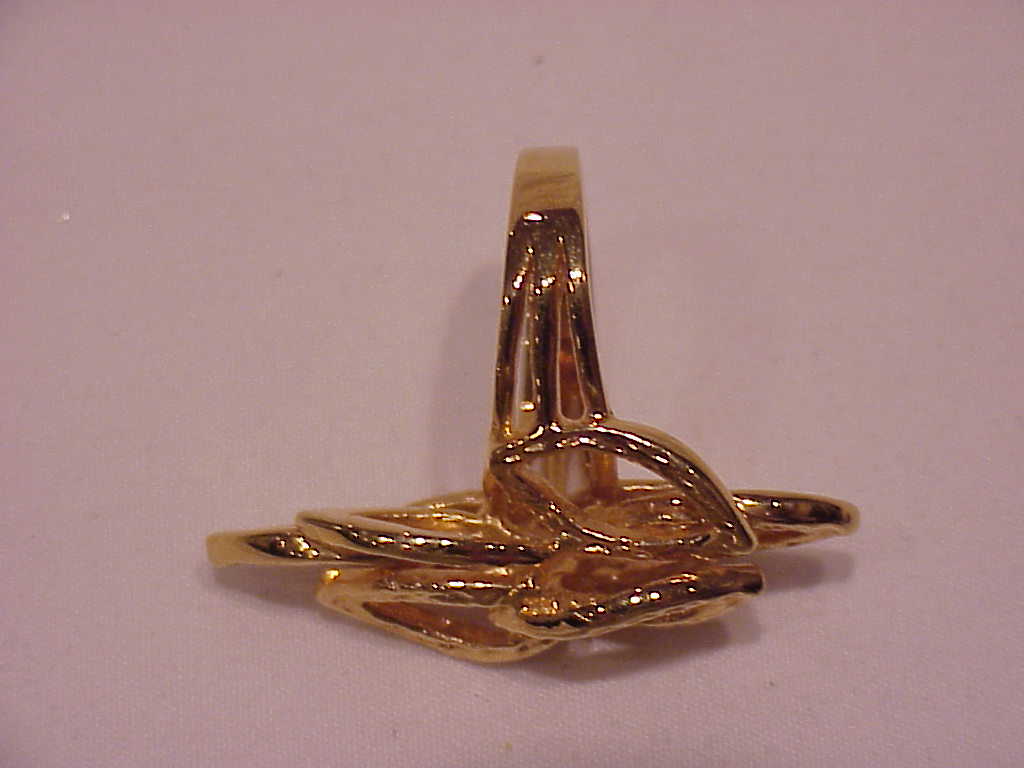 18k Gold Electroplate Long Abstract Design Fashion Ring - Size 8