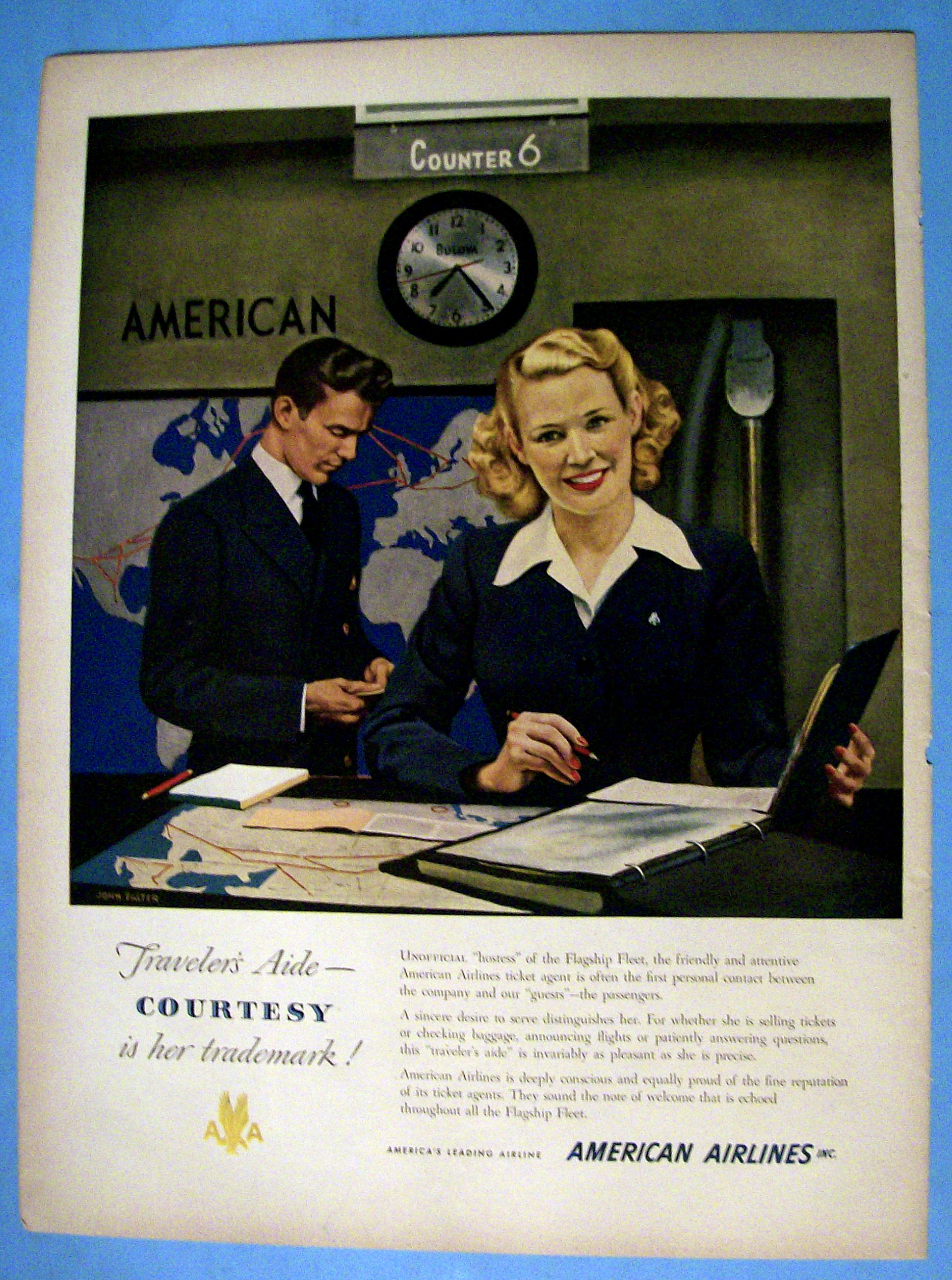 1949 American Airlines with Lovely Ticket Agent