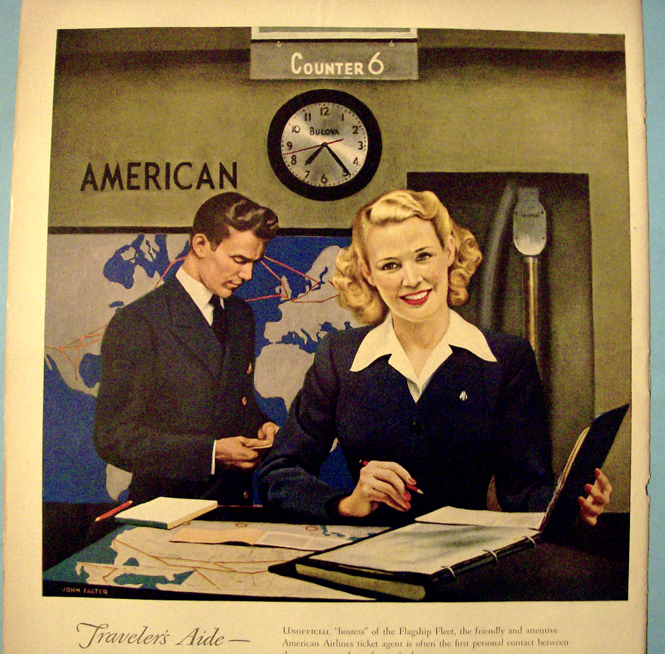 1949 American Airlines with Lovely Ticket Agent