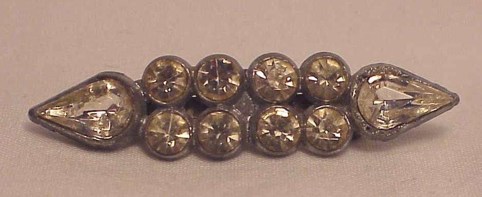 2 Vintage Clear Rhinestone Pot Metal Brooch Brooches
