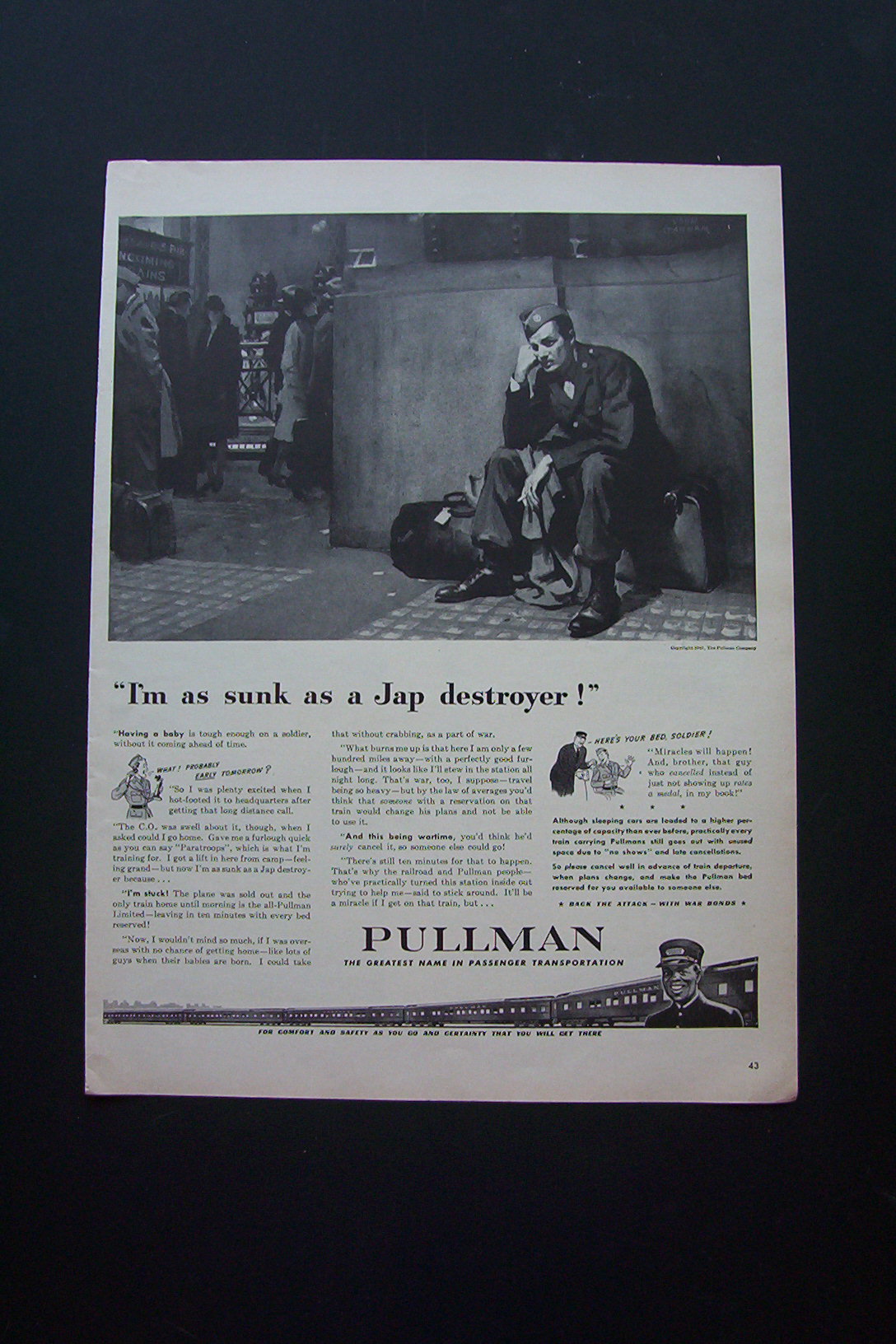 1943 Pullman with Soldier Waiting For The Train