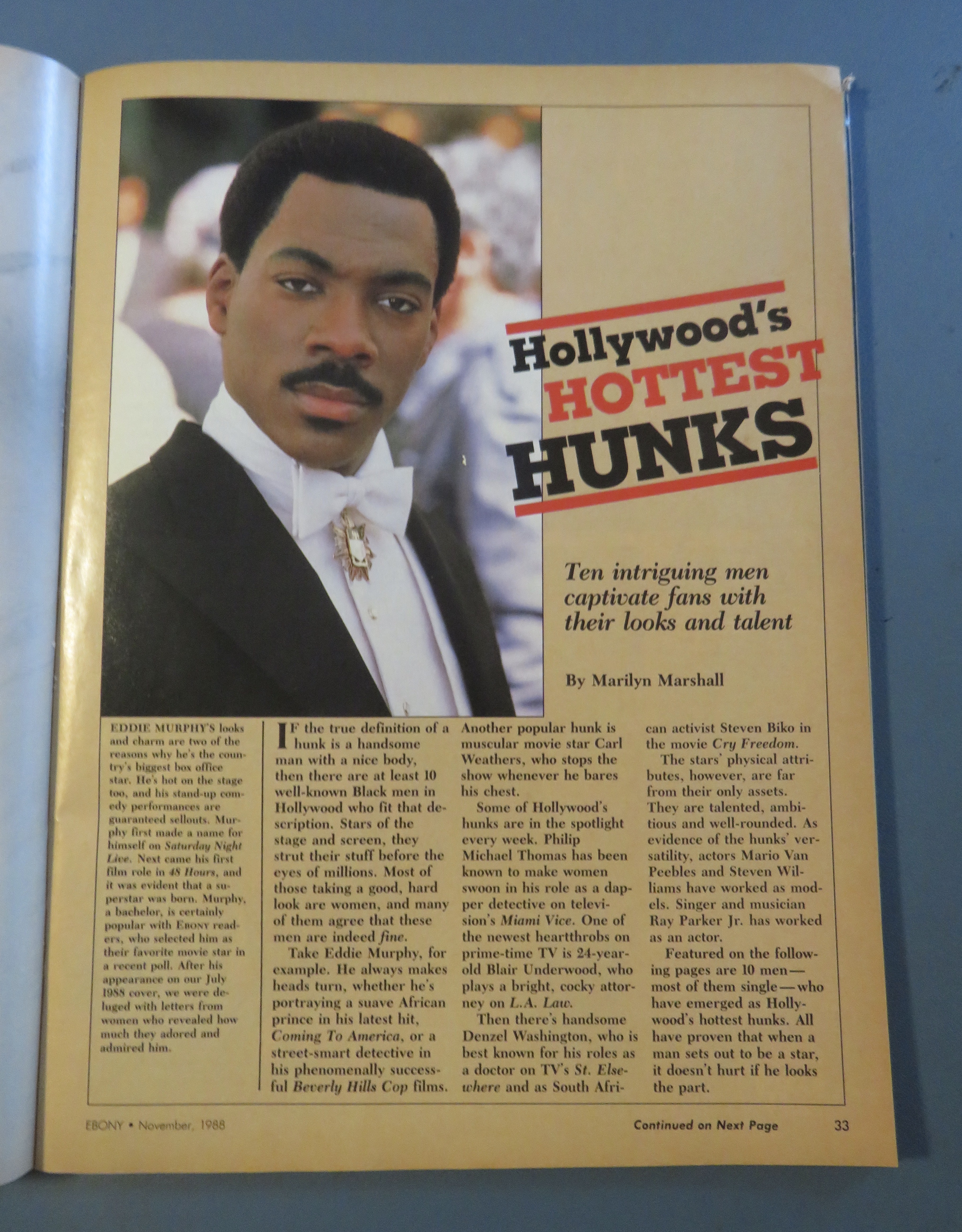 Ebony Magazine November 1988 Hollywood's Hunks