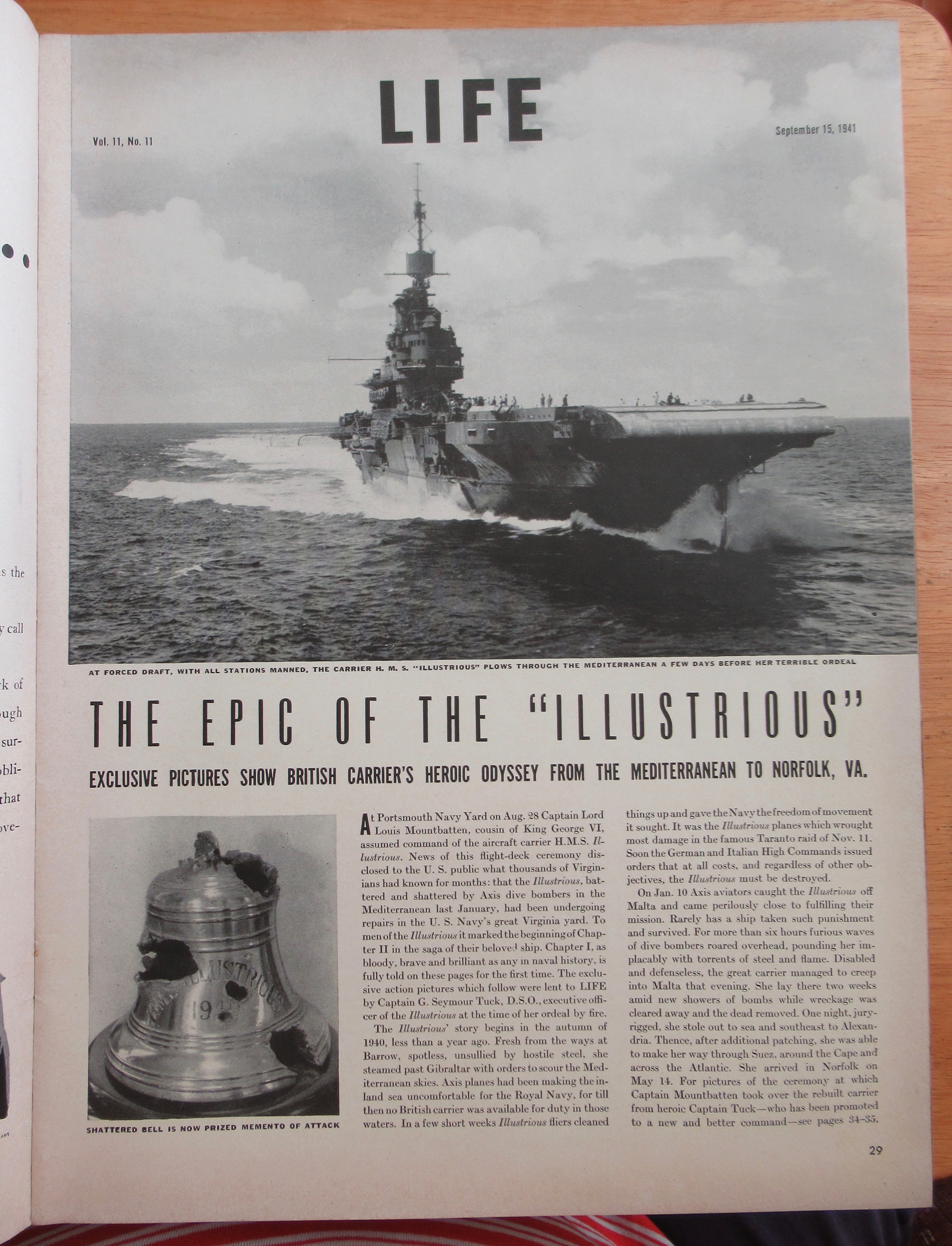 Life Magazine September 15, 1941 Captain Lord Louis