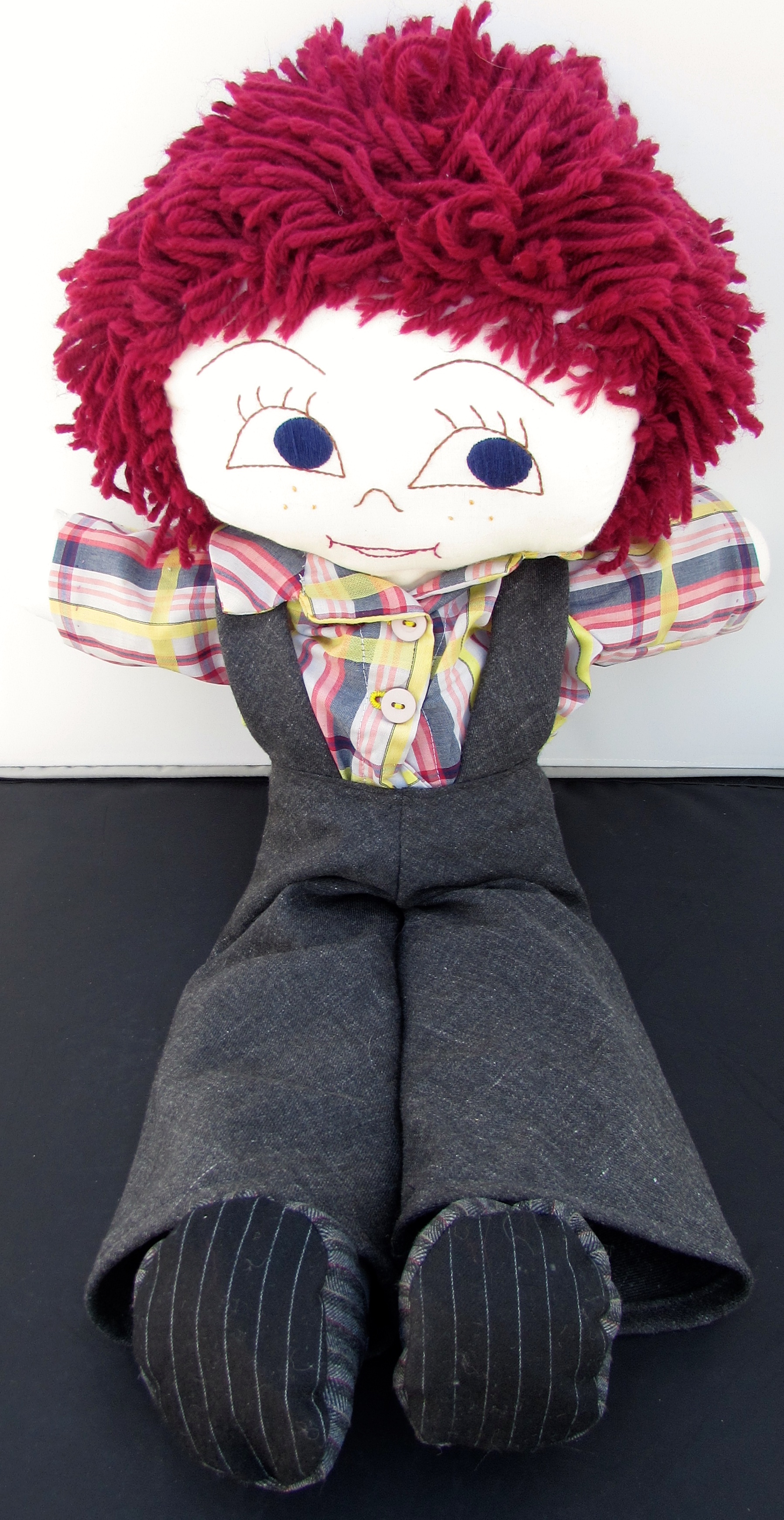Boy Cloth Doll Embroidered Facial Features Yarn Hair 18