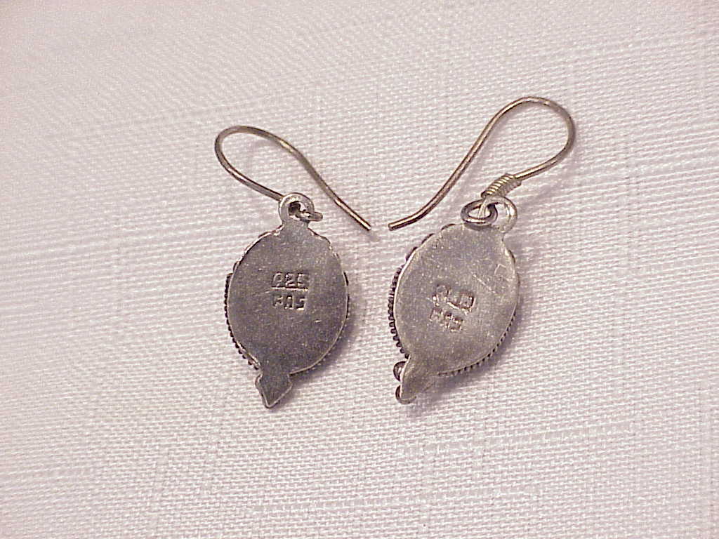Dangling Sterling Silver And Black Onyx Pierced Earrings