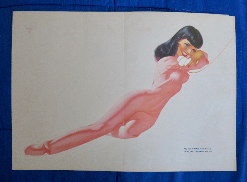 Original 1947 Sexy Pin Up Girl Woman Wearing Pink One Piece Pajamas While Talking On The Telephone By George Petty