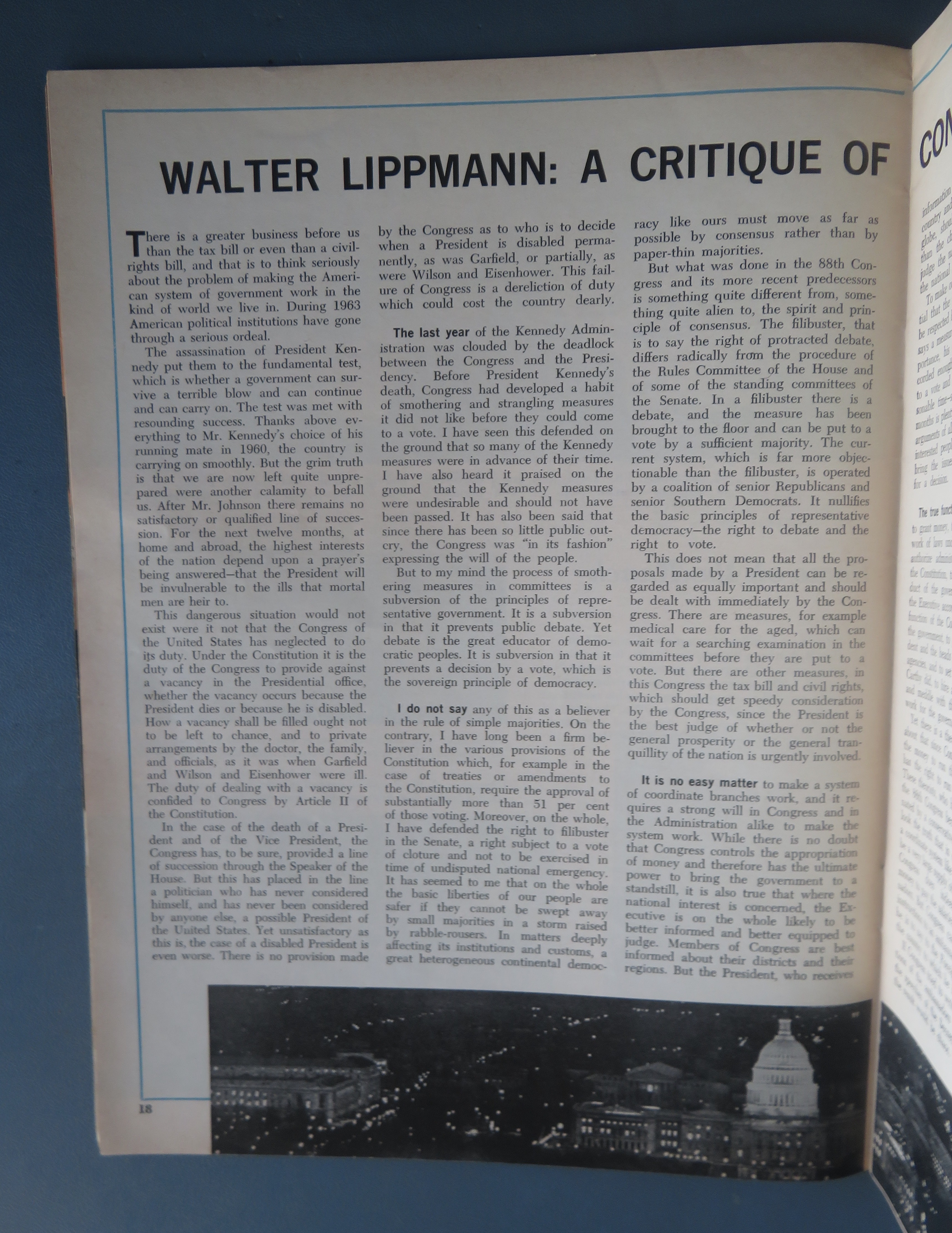 Newsweek Magazine January 20, 1964 Walter Lippmann