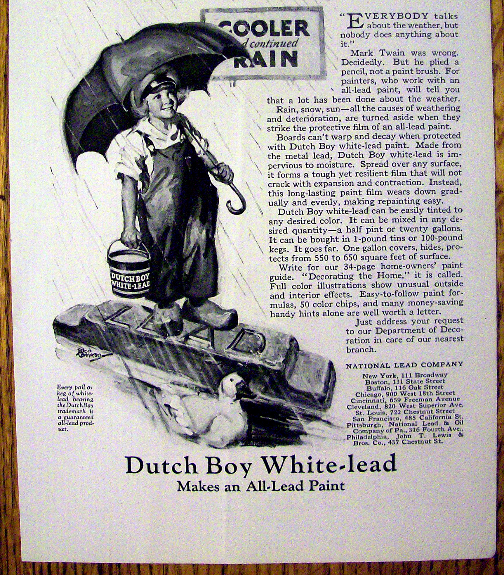 1926 Dutch Boy White Lead Paint w/Dutch Boy & Umbrella
