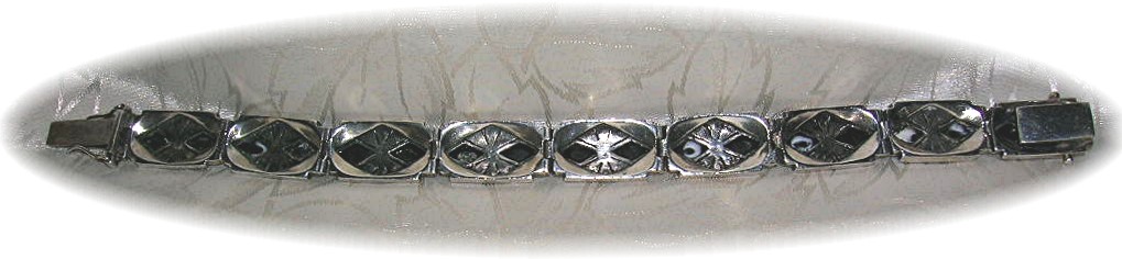 Vintage Sterling Silver Black Onyx Marquisite