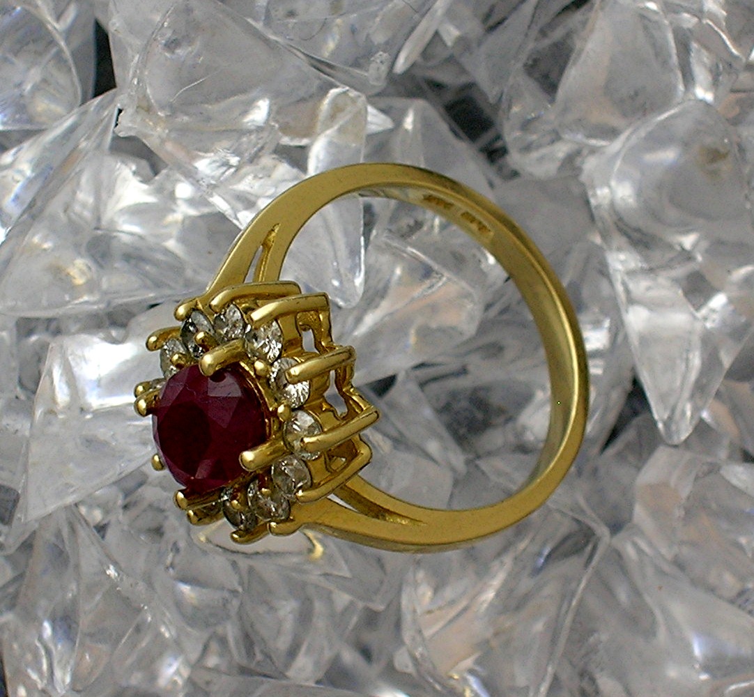 Ruby Diamond 14k Yellow Gold Ring . . . . . .