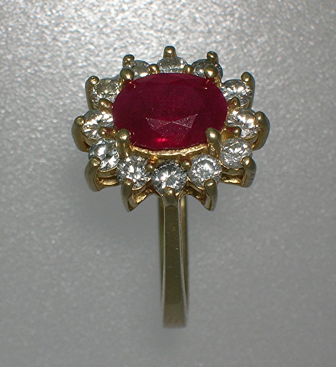 Ruby Diamond 14k Yellow Gold Ring . . . . . .