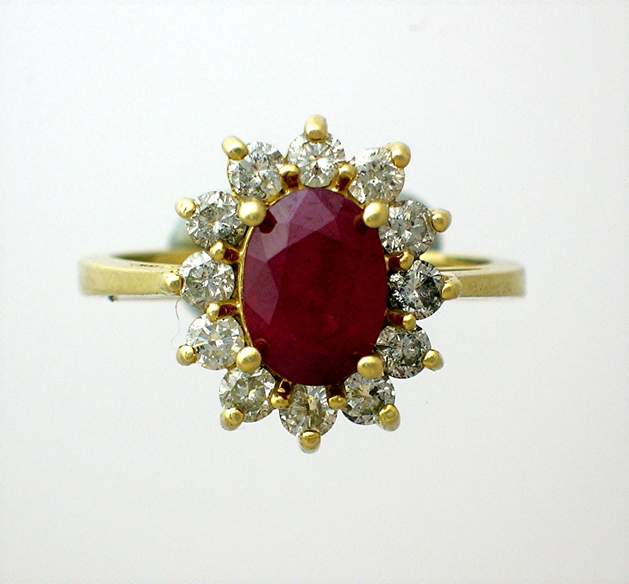 Ruby Diamond 14k Yellow Gold Ring . . . . . .