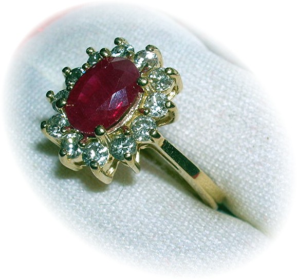 Ruby Diamond 14k Yellow Gold Ring . . . . . .
