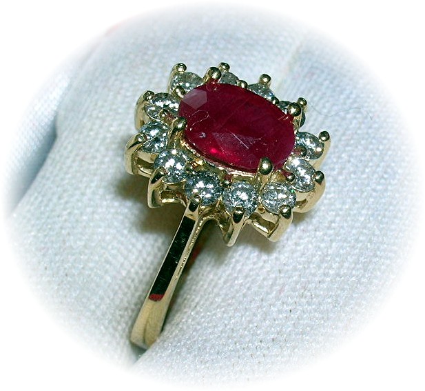 Ruby Diamond 14k Yellow Gold Ring . . . . . .