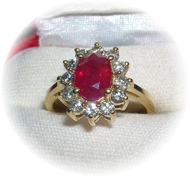 Ruby Diamond 14k Yellow Gold Ring . . . . . .