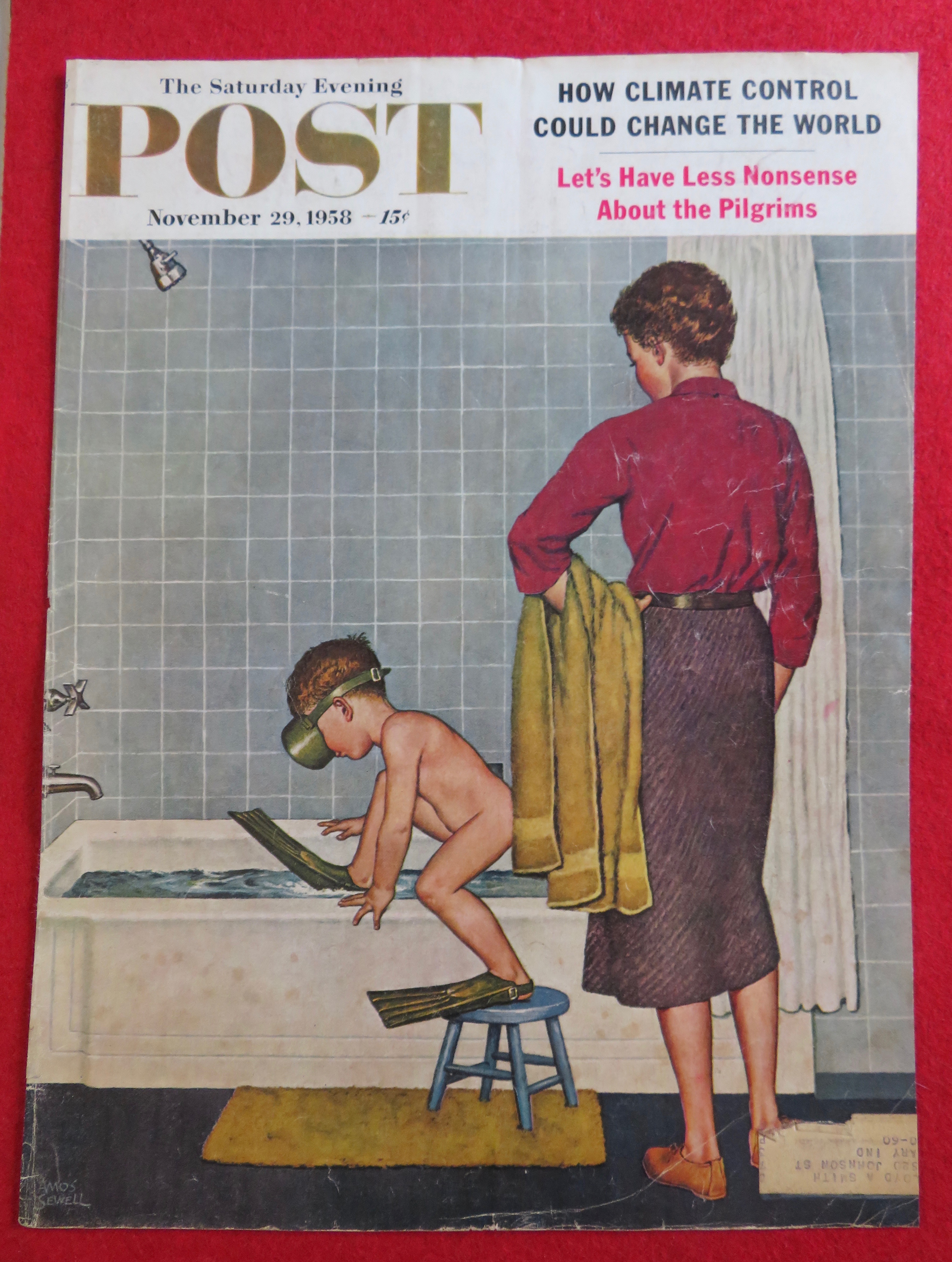 1958 Saturday Evening Post Cover (Only) By Amos Sewell
