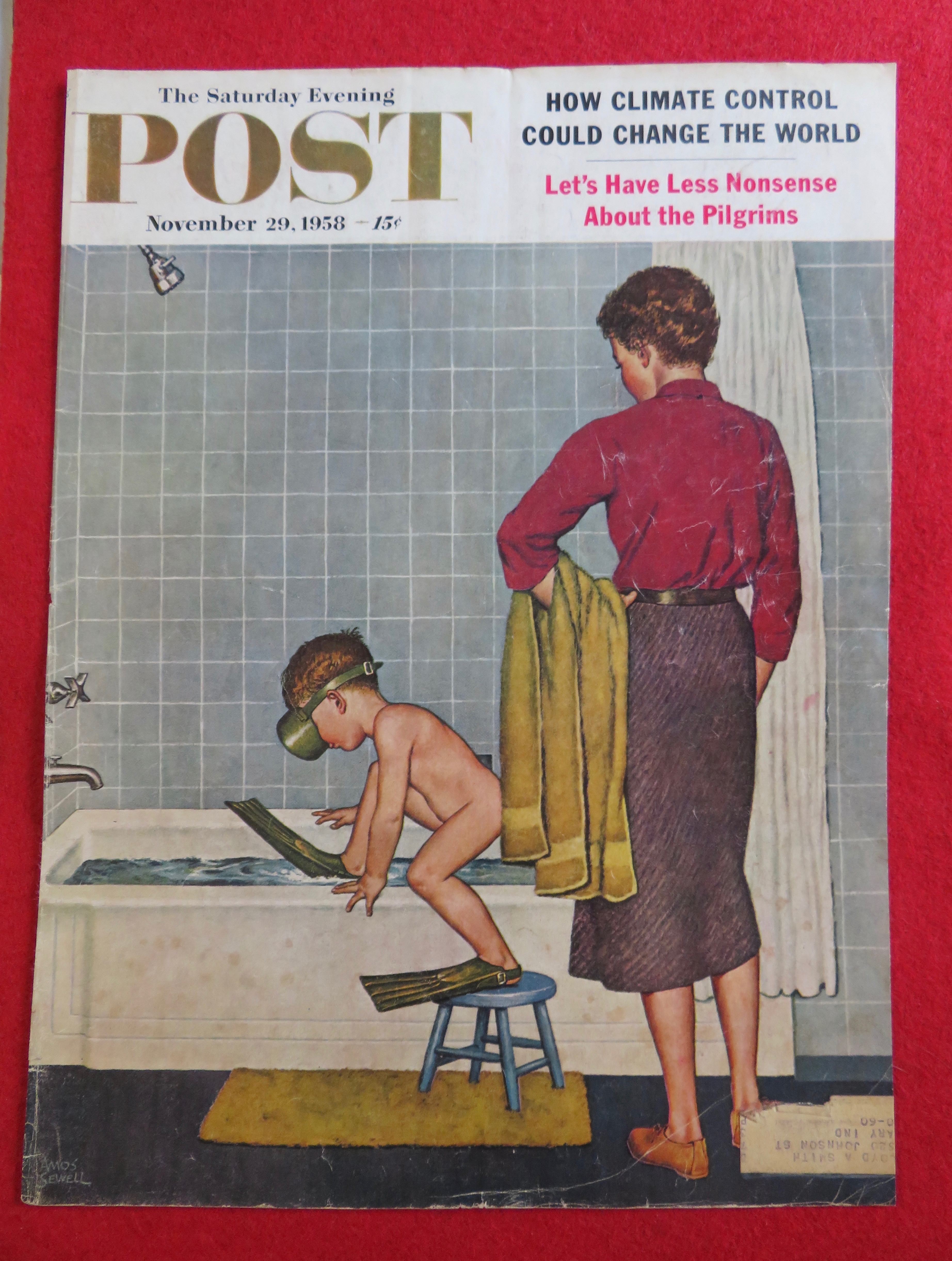 1958 Saturday Evening Post Cover (Only) By Amos Sewell