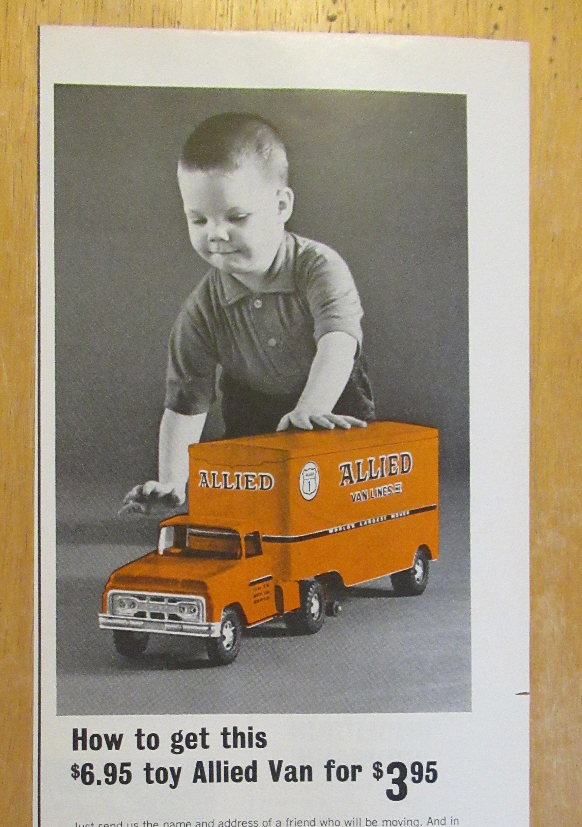 1965 Allied Van with Allied Van Toy Truck & Boy