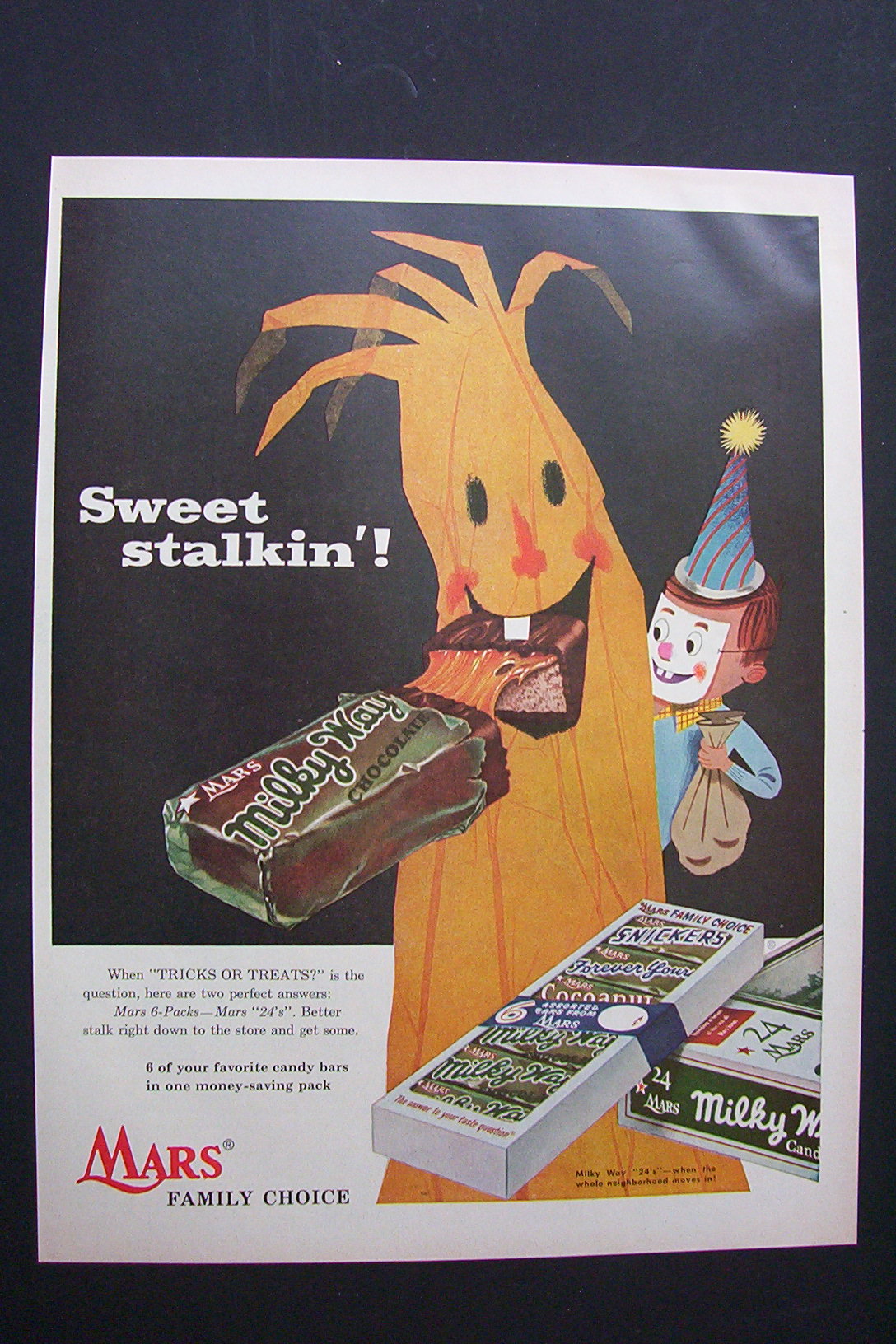 1955 Mars Milky Way Candy Bar w/Boy in Mask by a Tree