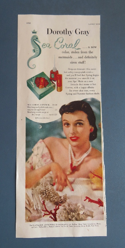 1951 Dorothy Gray Sea Coral with Lovely Woman Wearing Lipstick