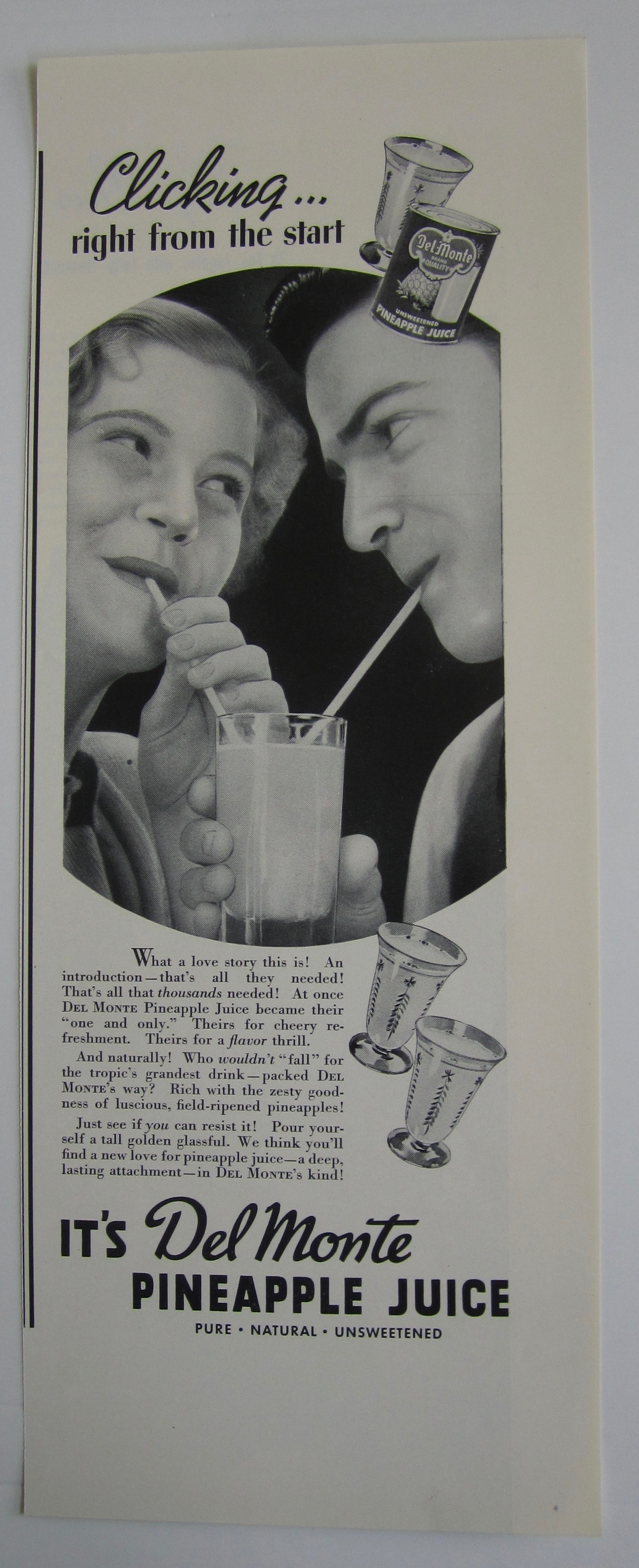 1937 Del Monte Pineapple Juice with Couple Drinking