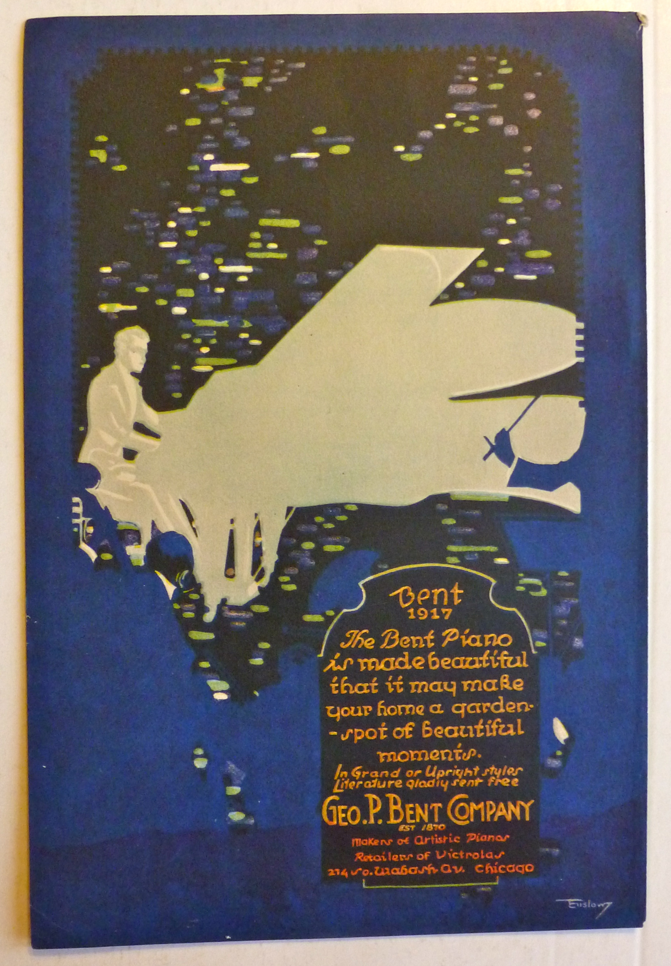 1917 George P. Bent Company with the Bent Piano