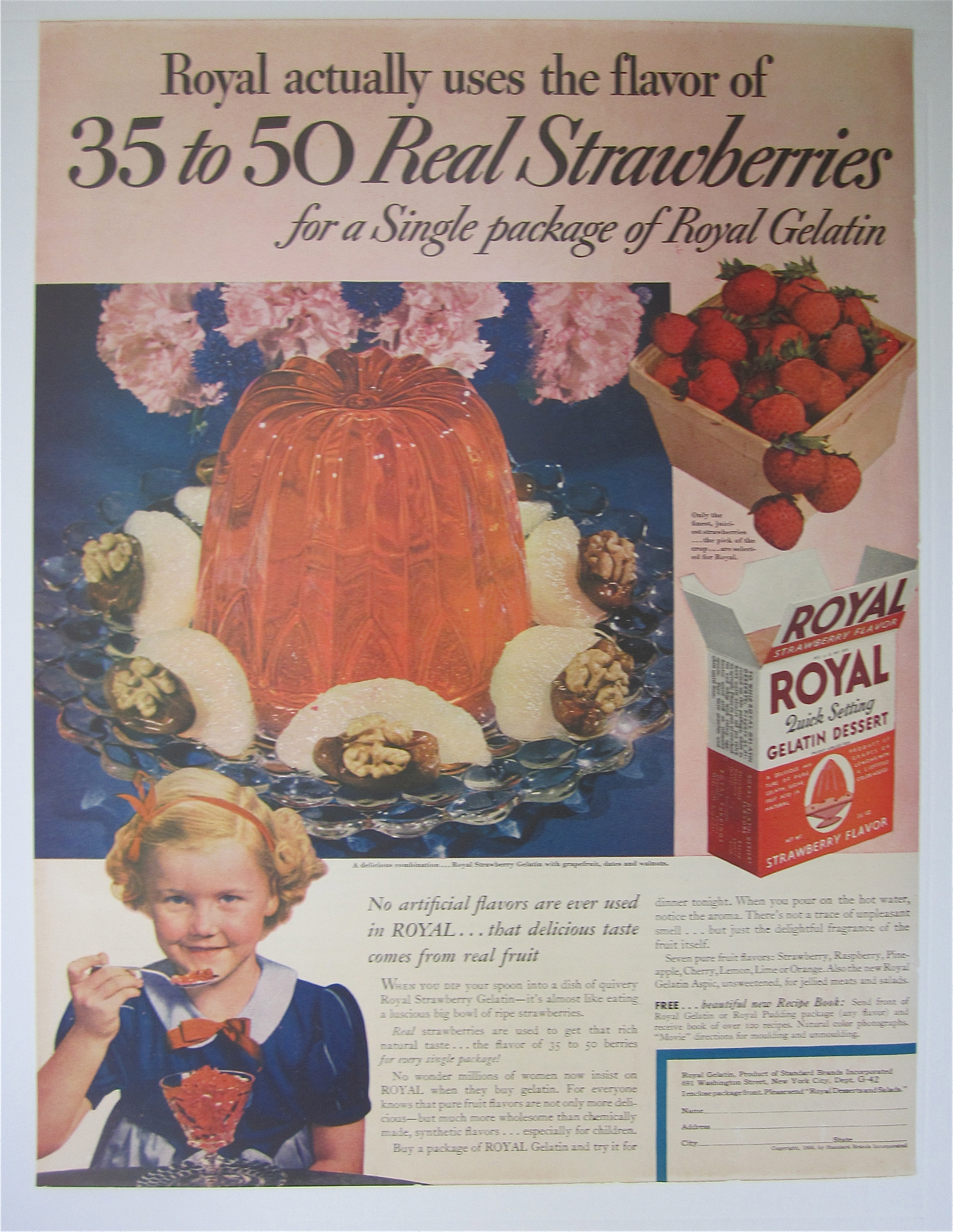 1936 Royal Gelatin Dessert with Strawberry Flavor