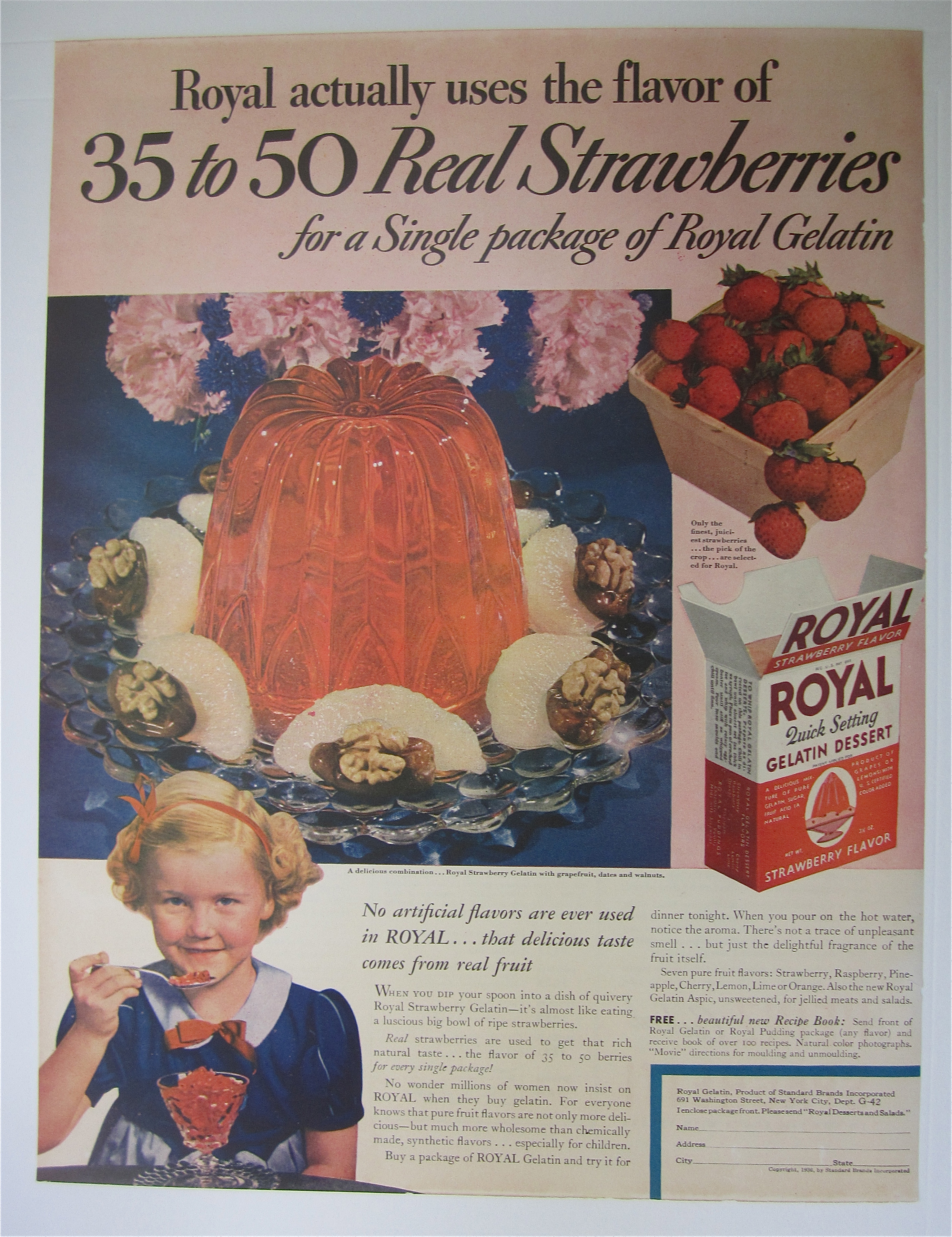 1936 Royal Gelatin Dessert with Strawberry Flavor