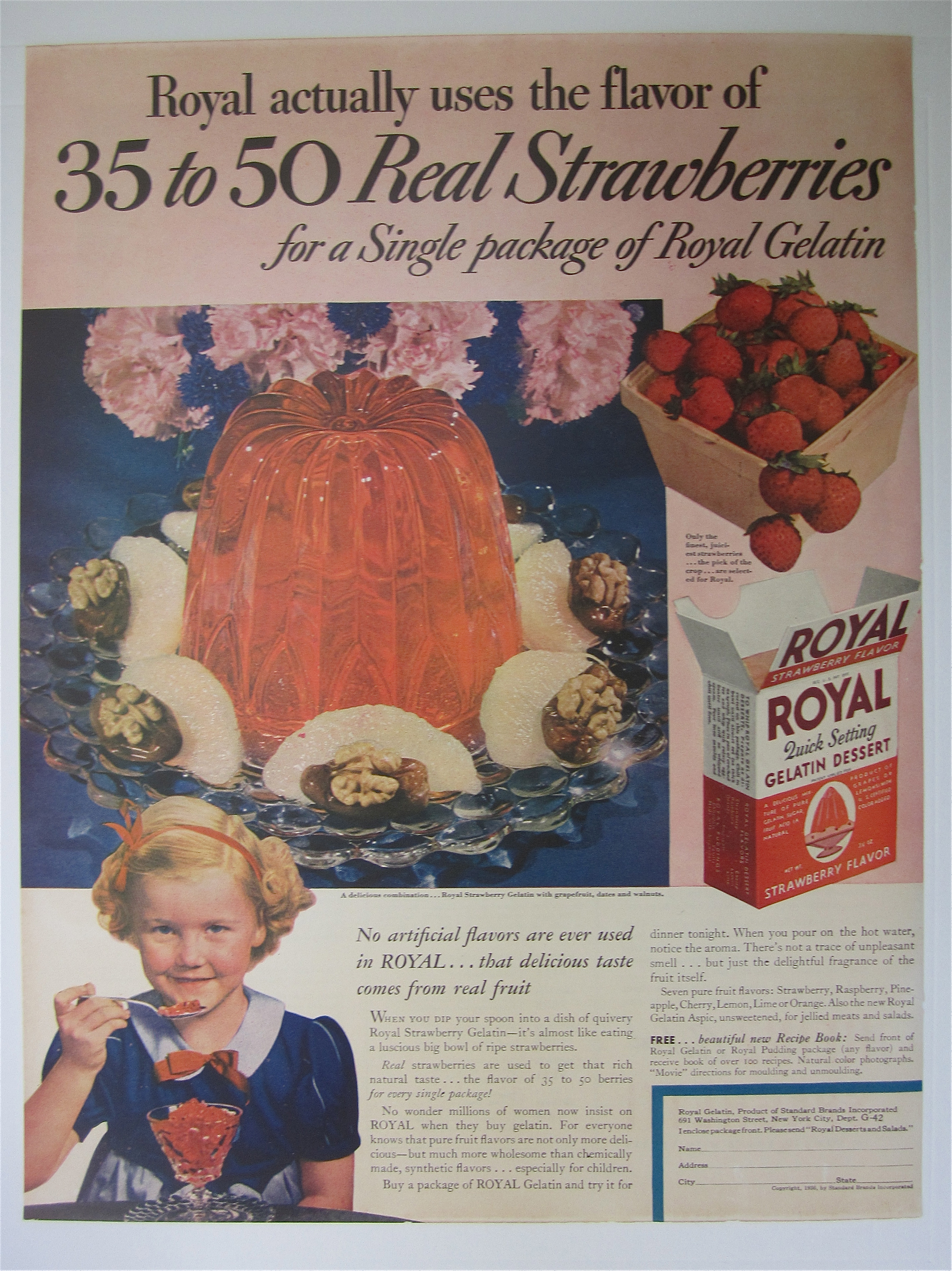 1936 Royal Gelatin Dessert with Strawberry Flavor
