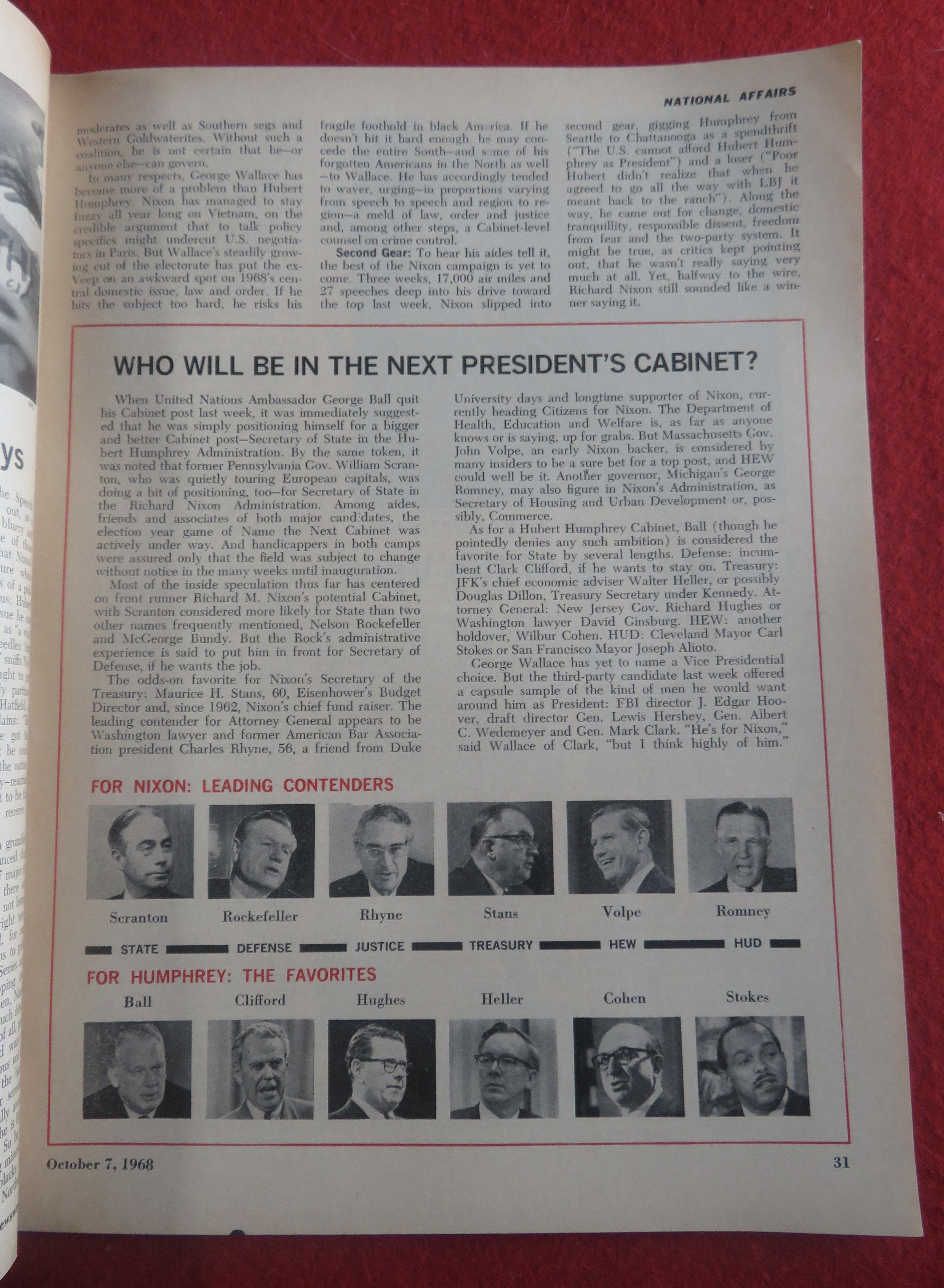 Newsweek Magazine October 7, 1968 Muskie & Agnew