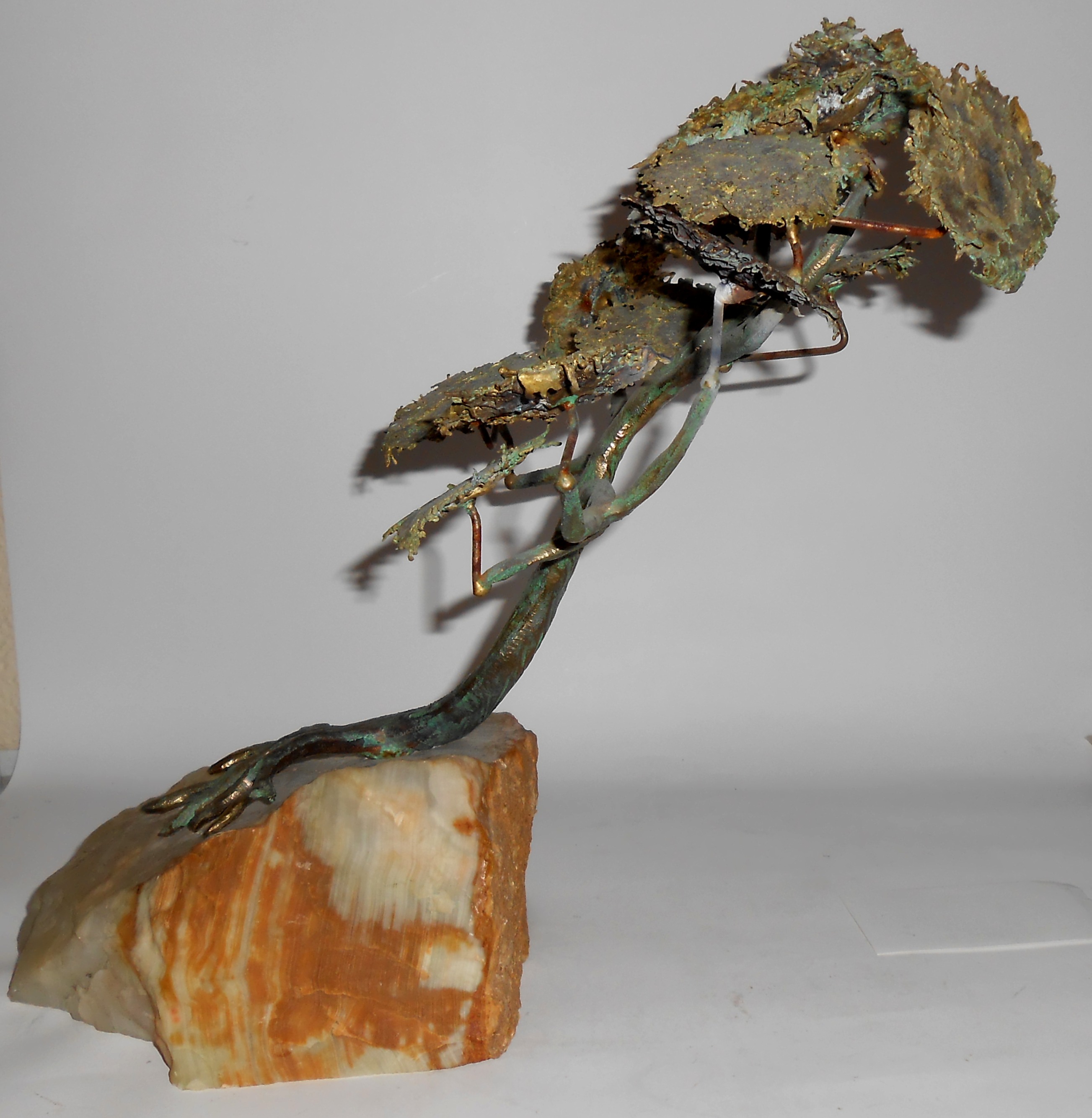 Bijan Metal Smoke Tree Sculpture On Agate/Quartz Base!