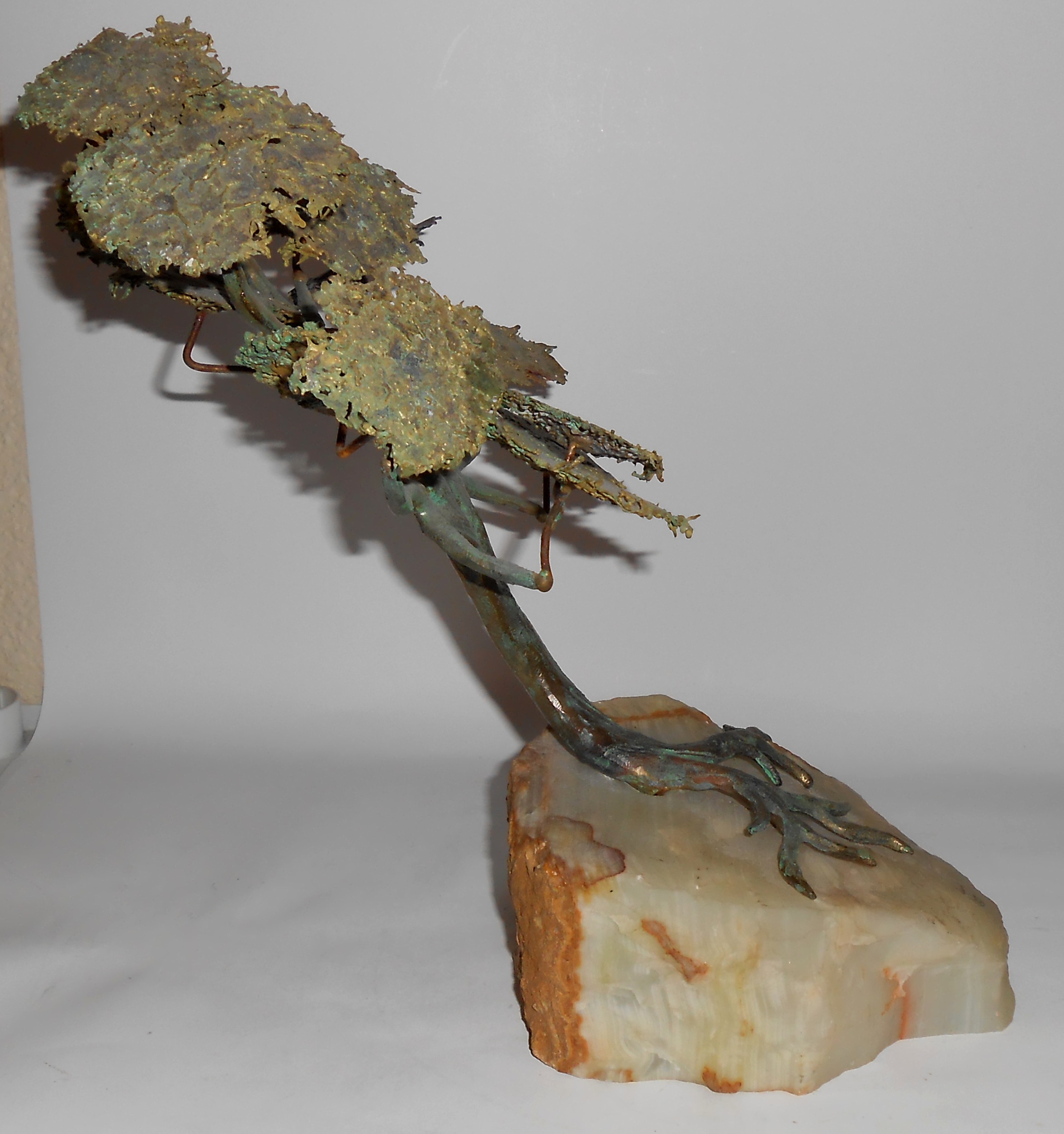 Bijan Metal Smoke Tree Sculpture On Agate/Quartz Base!