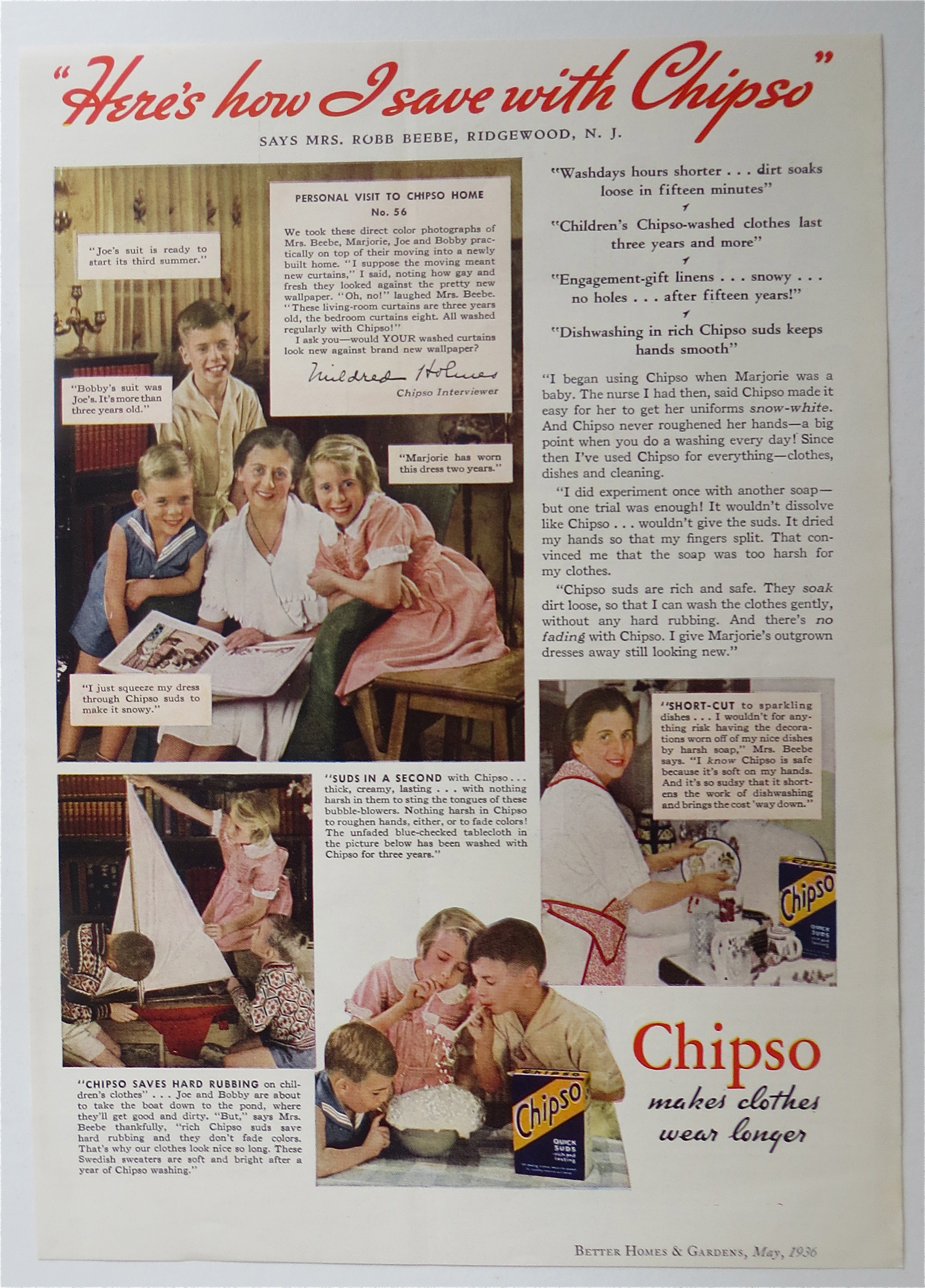 1936 Chipso Quick Suds with Woman & Her Children