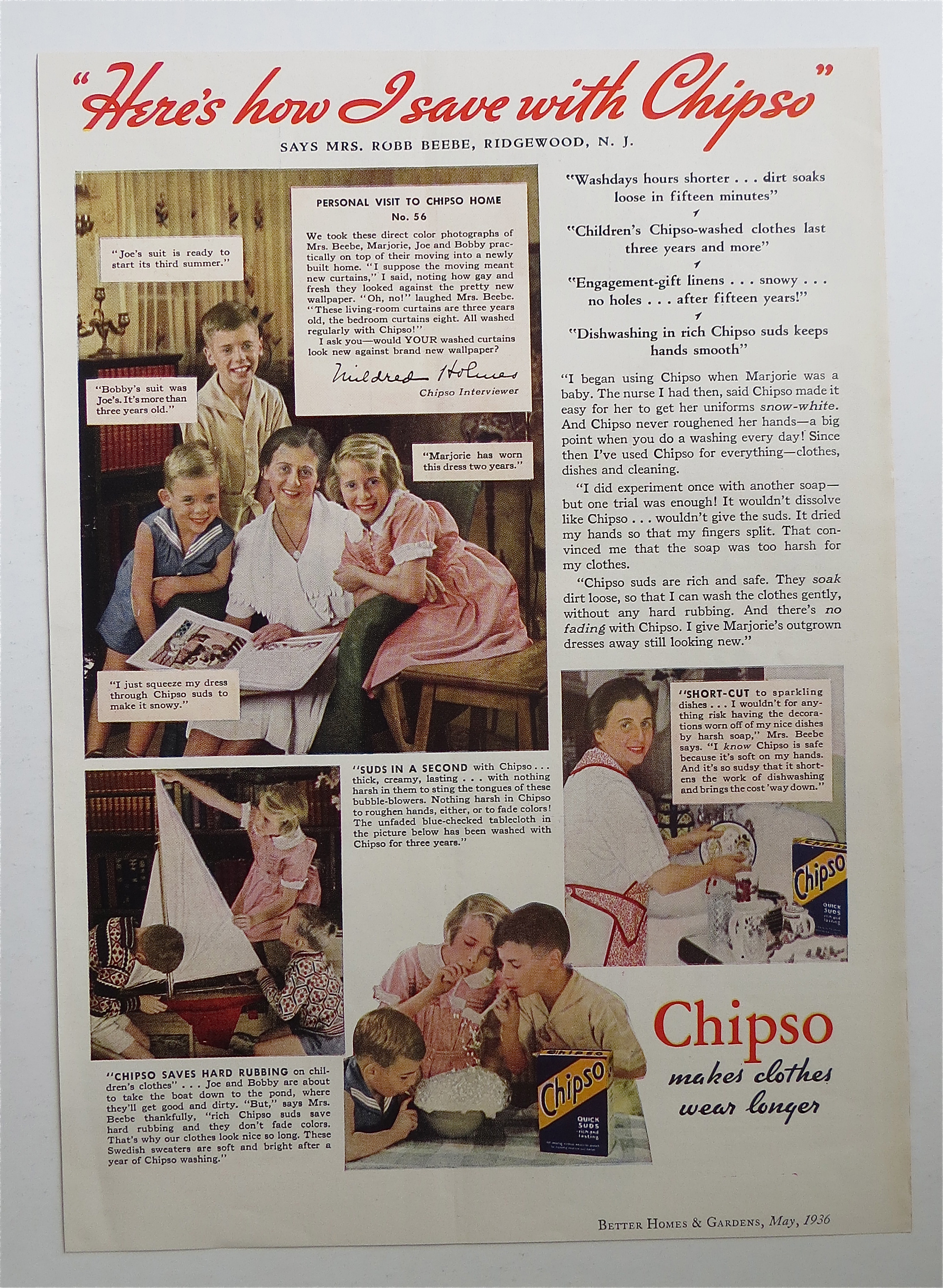 1936 Chipso Quick Suds with Woman & Her Children