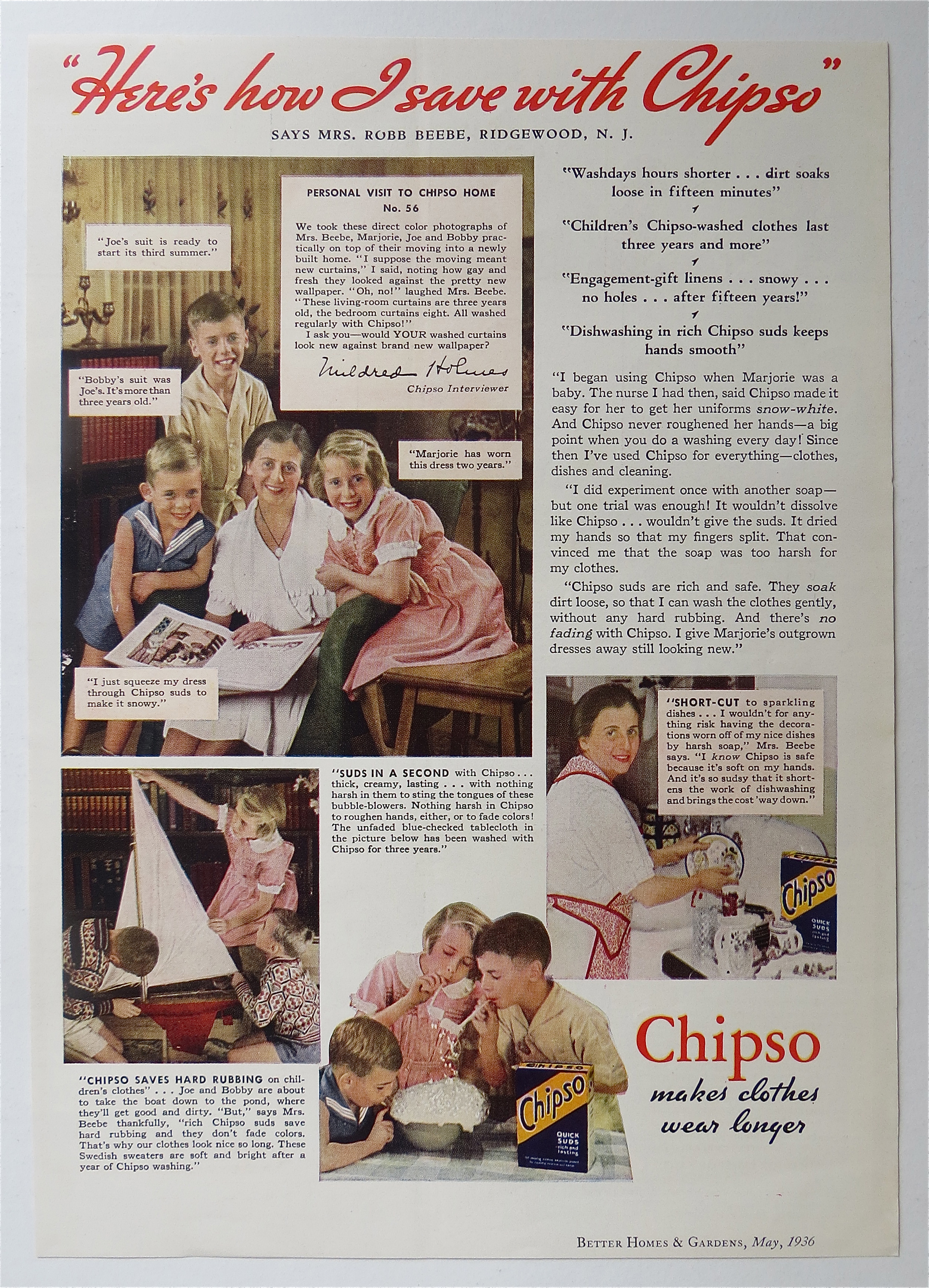 1936 Chipso Quick Suds with Woman & Her Children