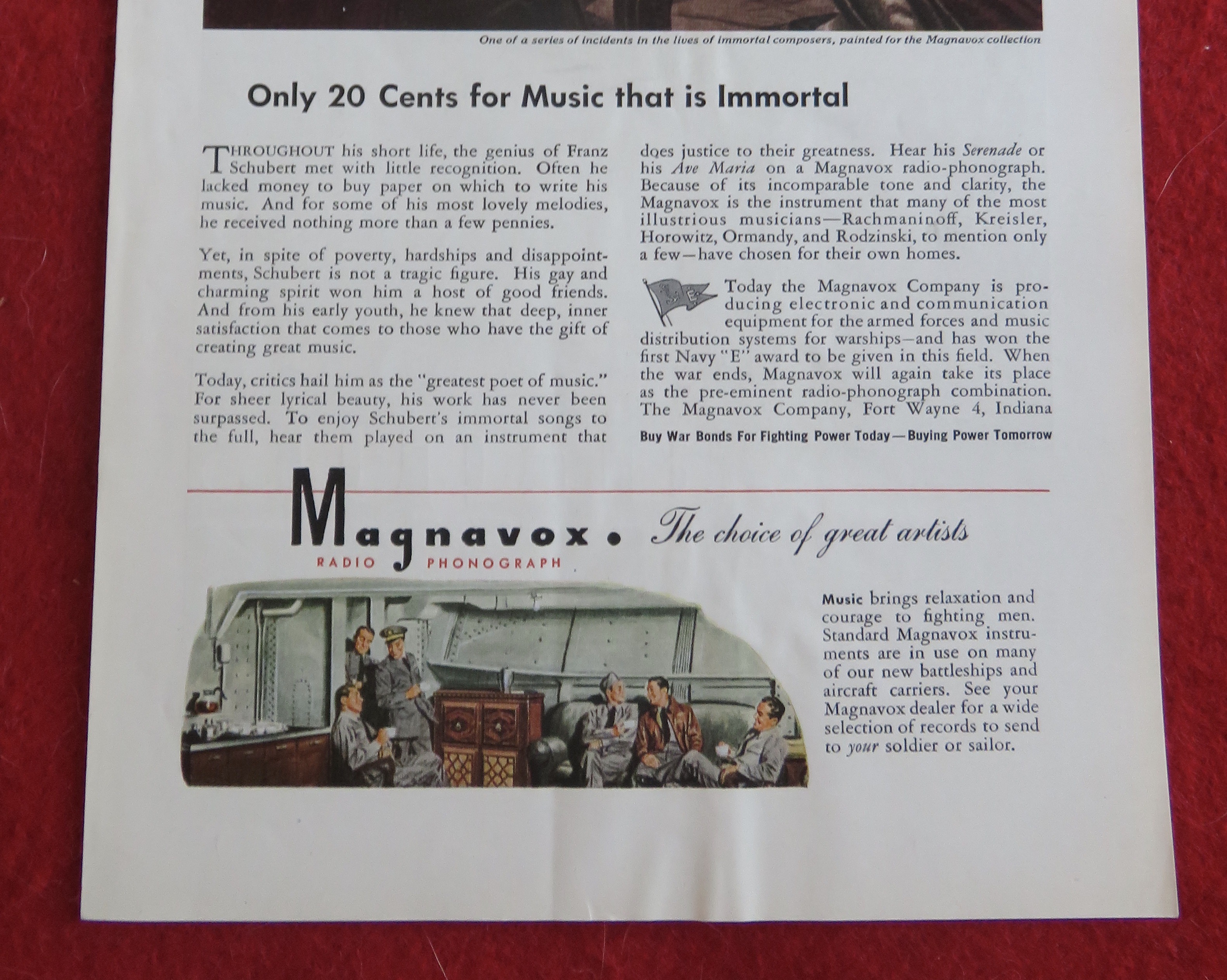1944 Magnavox Radio Phonograph with Franz Schubert