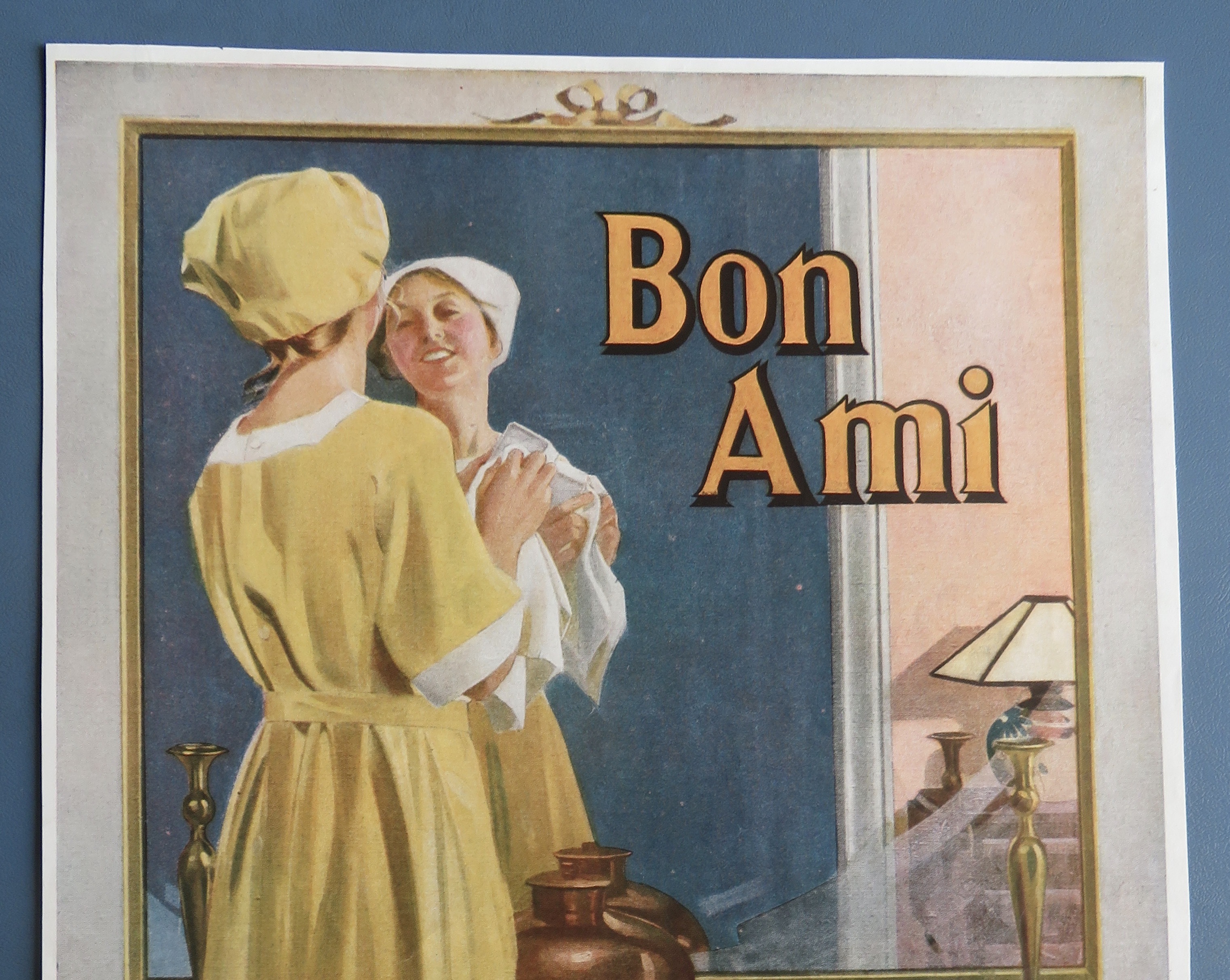 1917 Bon Ami Powder with Woman Cleaning Mirror