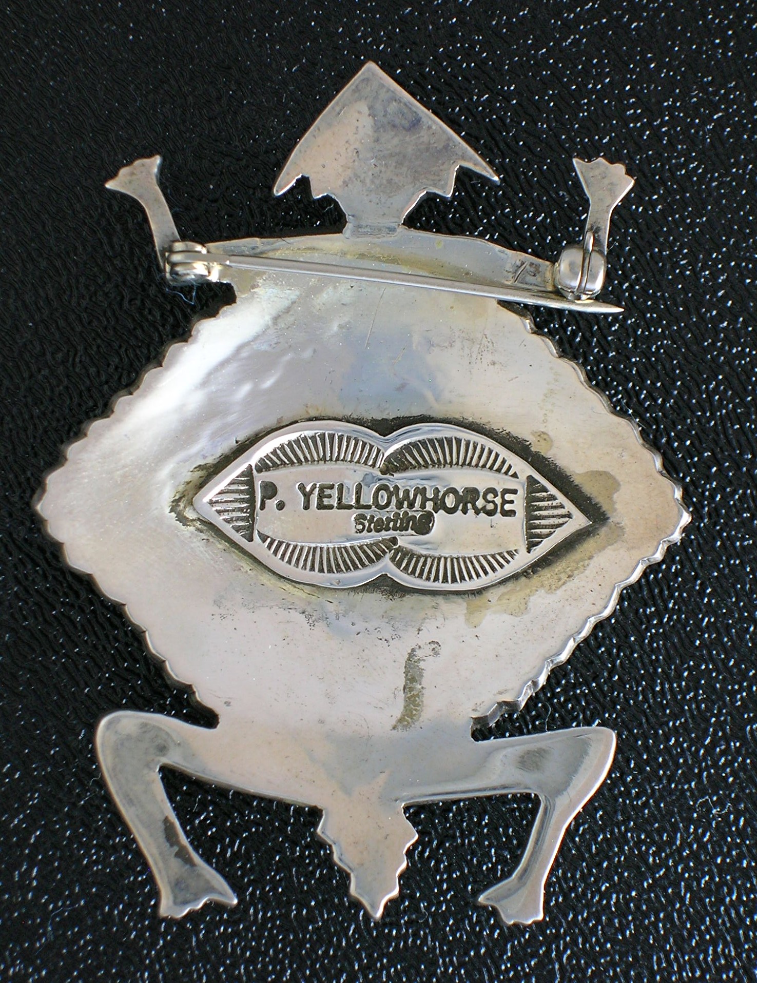 Sterling Silver P. YELLOWHORSE Lizard Brooch Pin