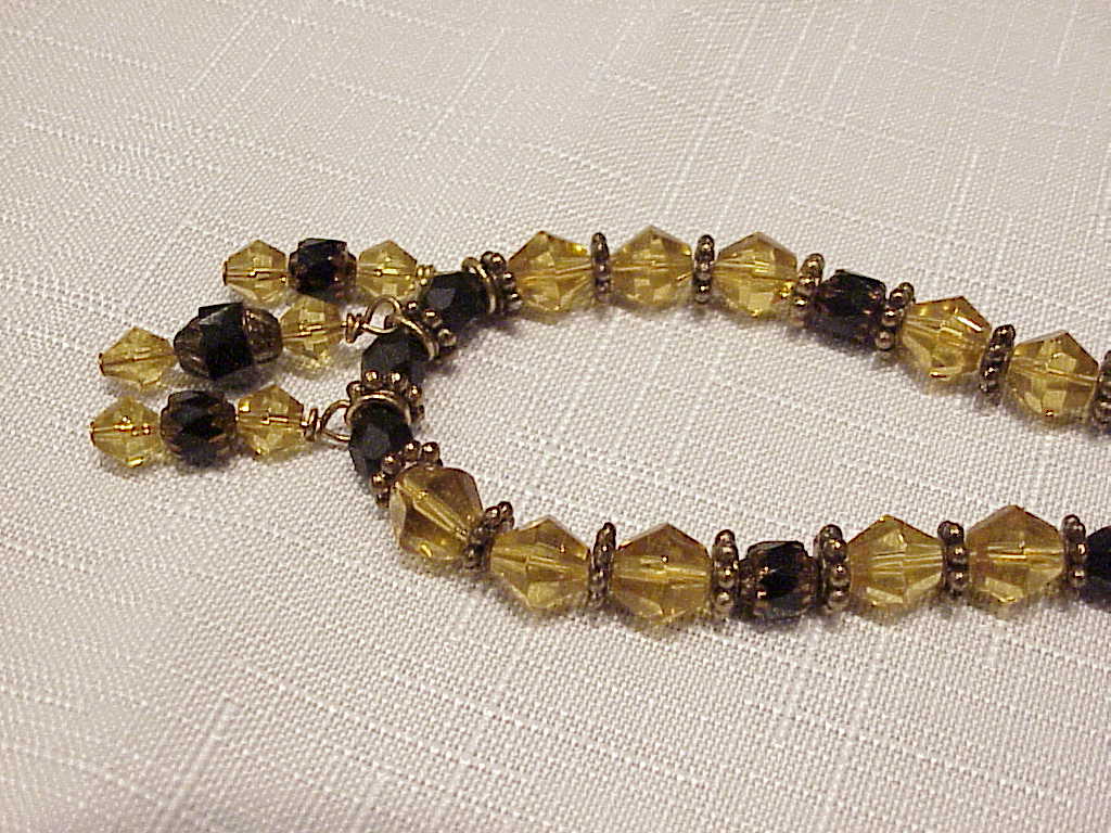 Black And Amber Faceted Glass Crystal Choker Necklace