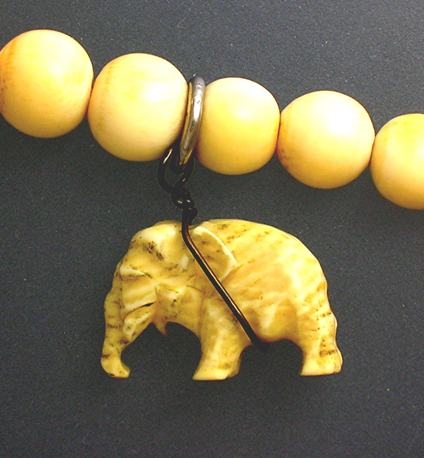 Bone Beads 9mm 22 Inch 1 Inch Pendant Necklace