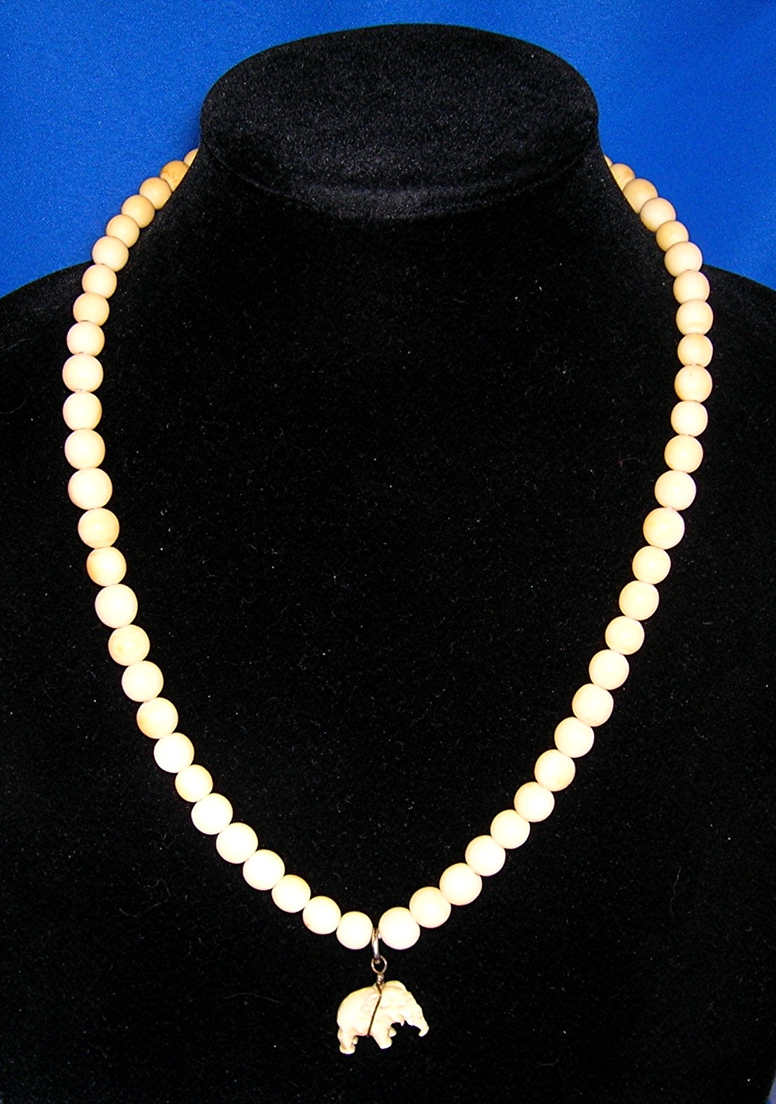 Bone Beads 9mm 22 Inch 1 Inch Pendant Necklace