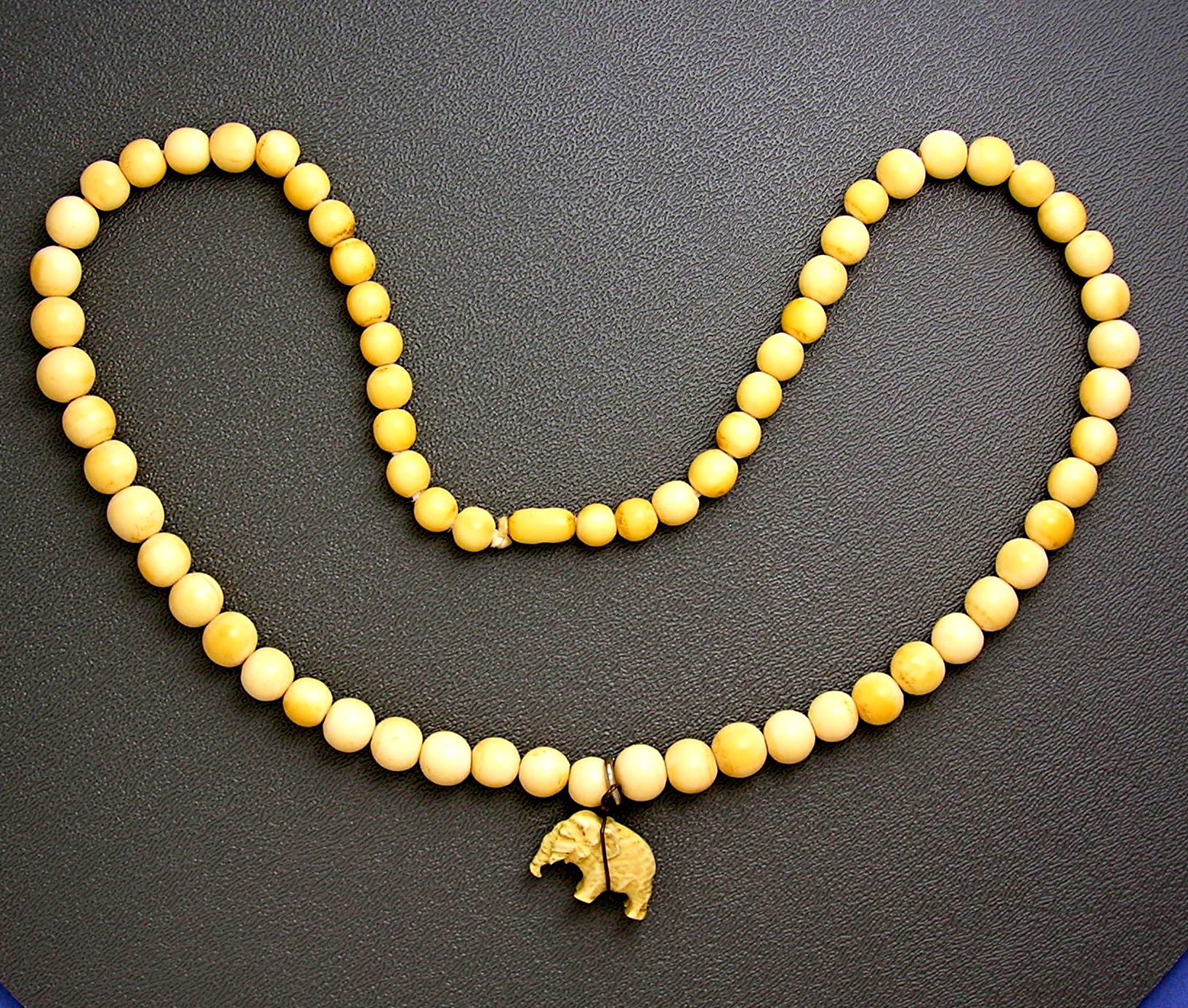 Bone Beads 9mm 22 Inch 1 Inch Pendant Necklace