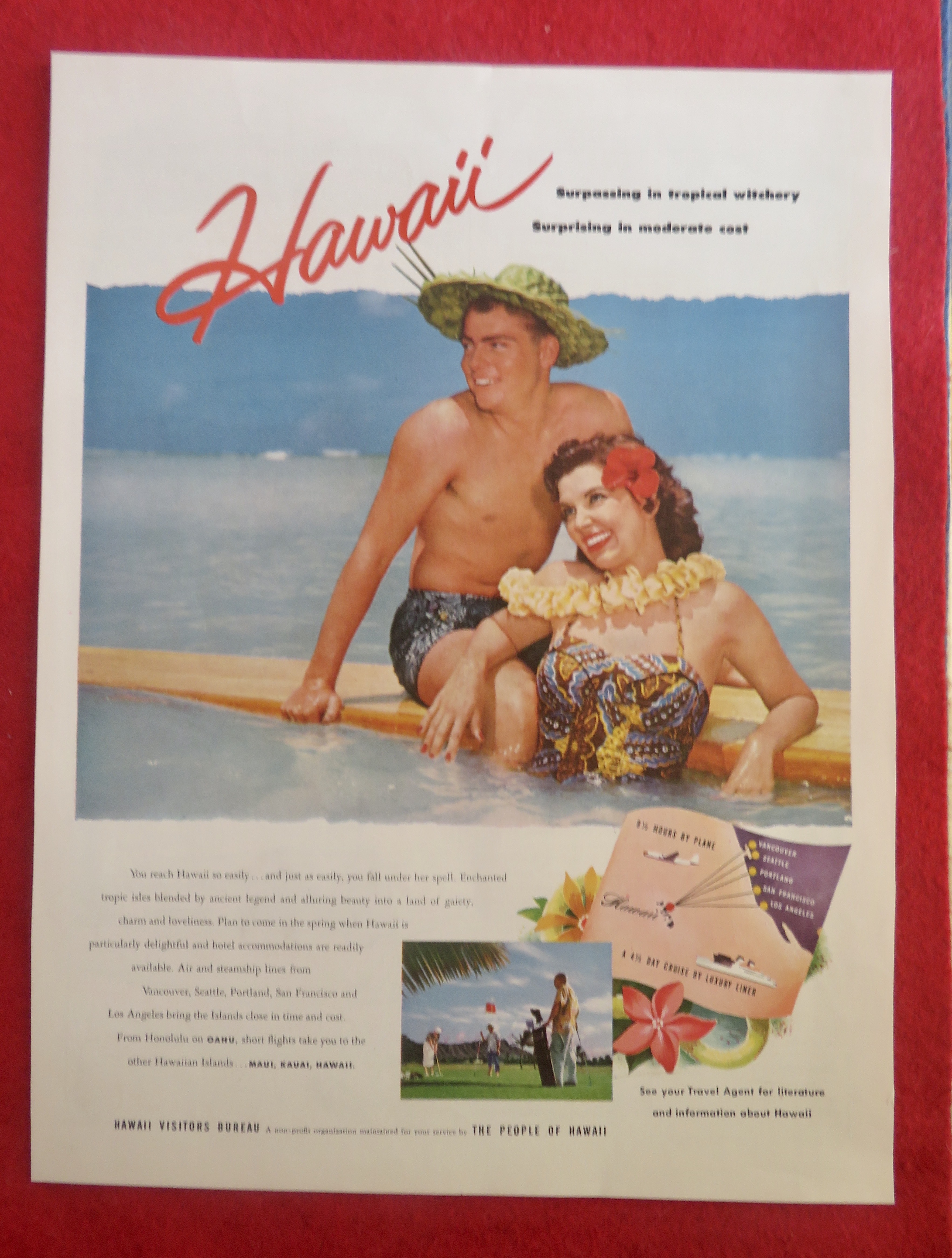 1950's Hawaii Visitors Bureau with Man & Woman