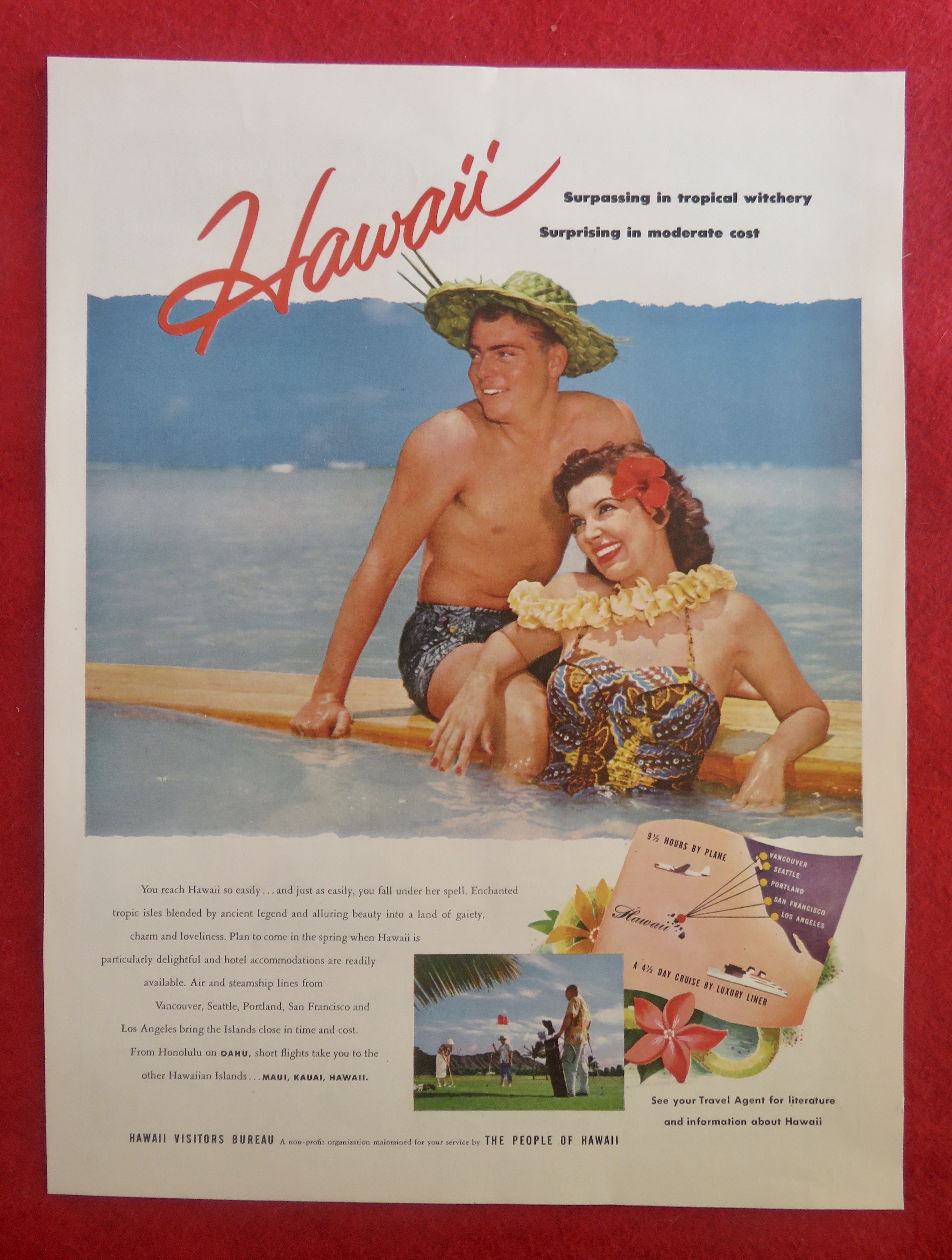 1950's Hawaii Visitors Bureau with Man & Woman
