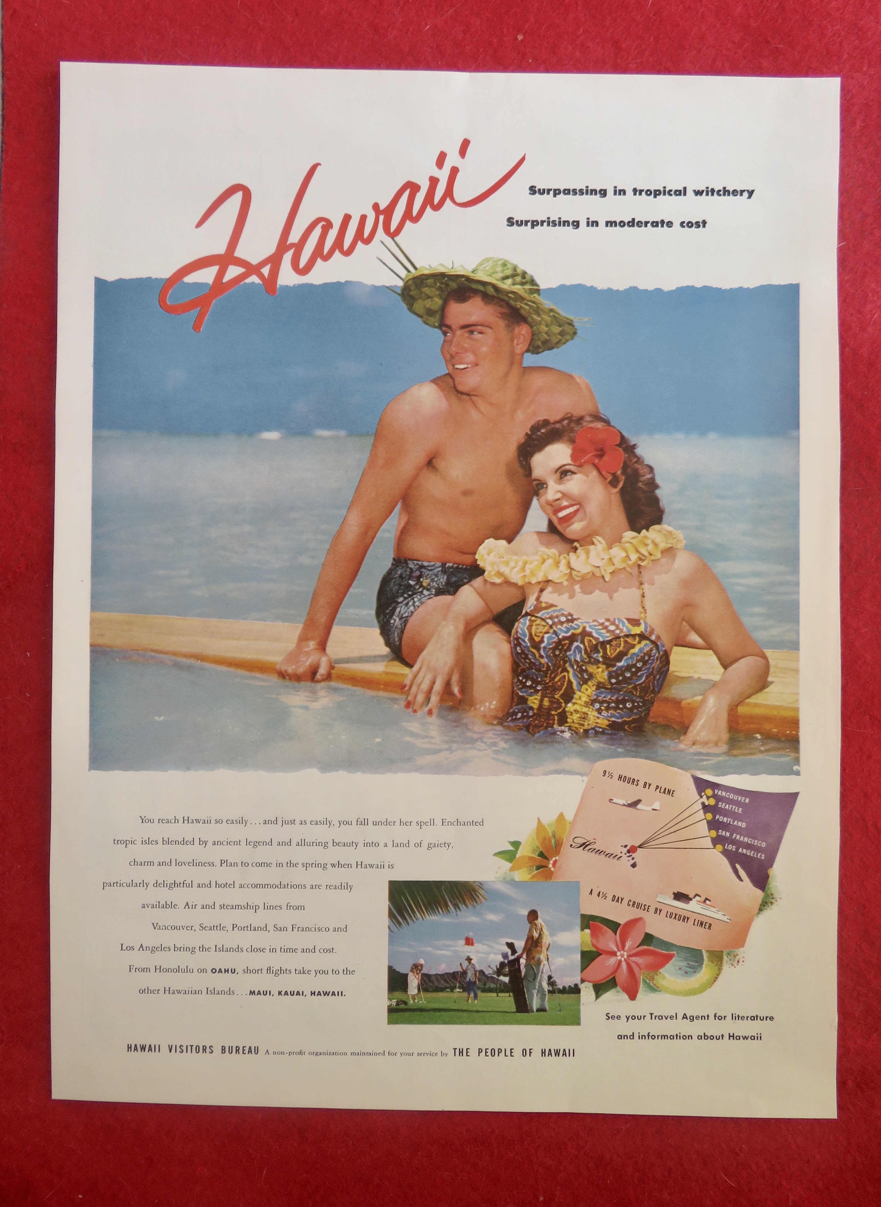 1950's Hawaii Visitors Bureau with Man & Woman