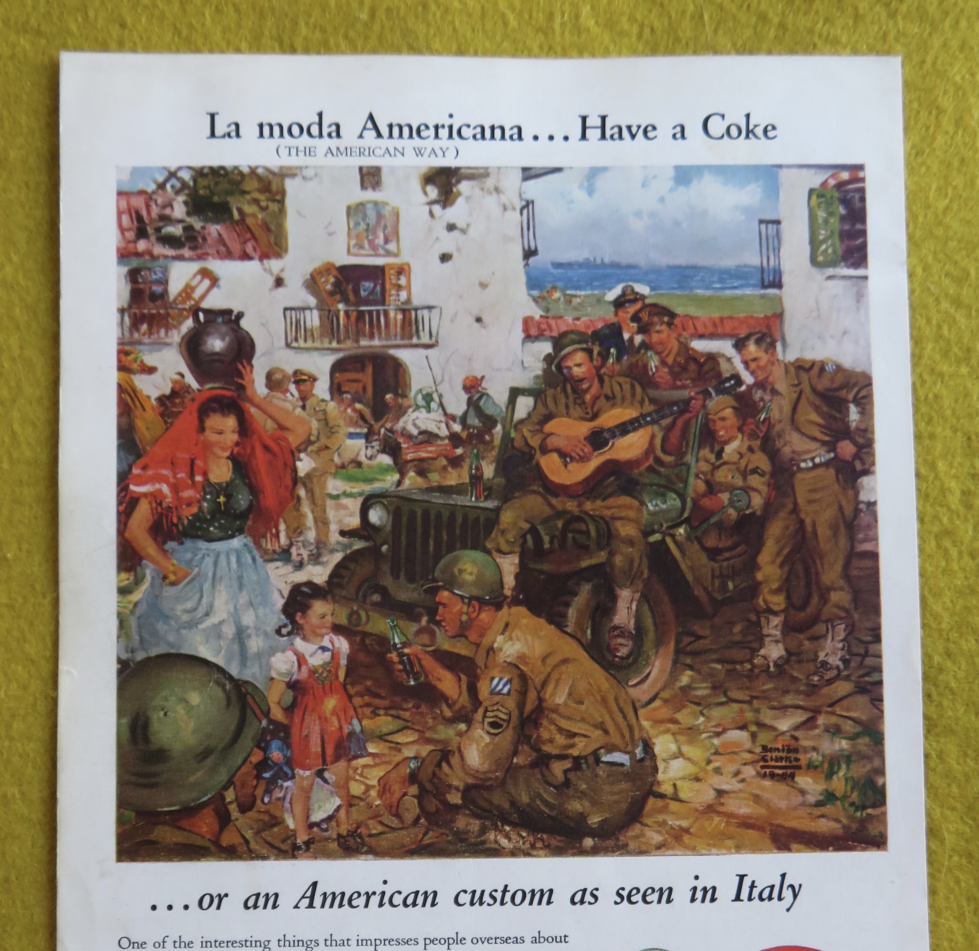 1945 Coca Cola (Coke) with Soldiers Entertaining A Girl