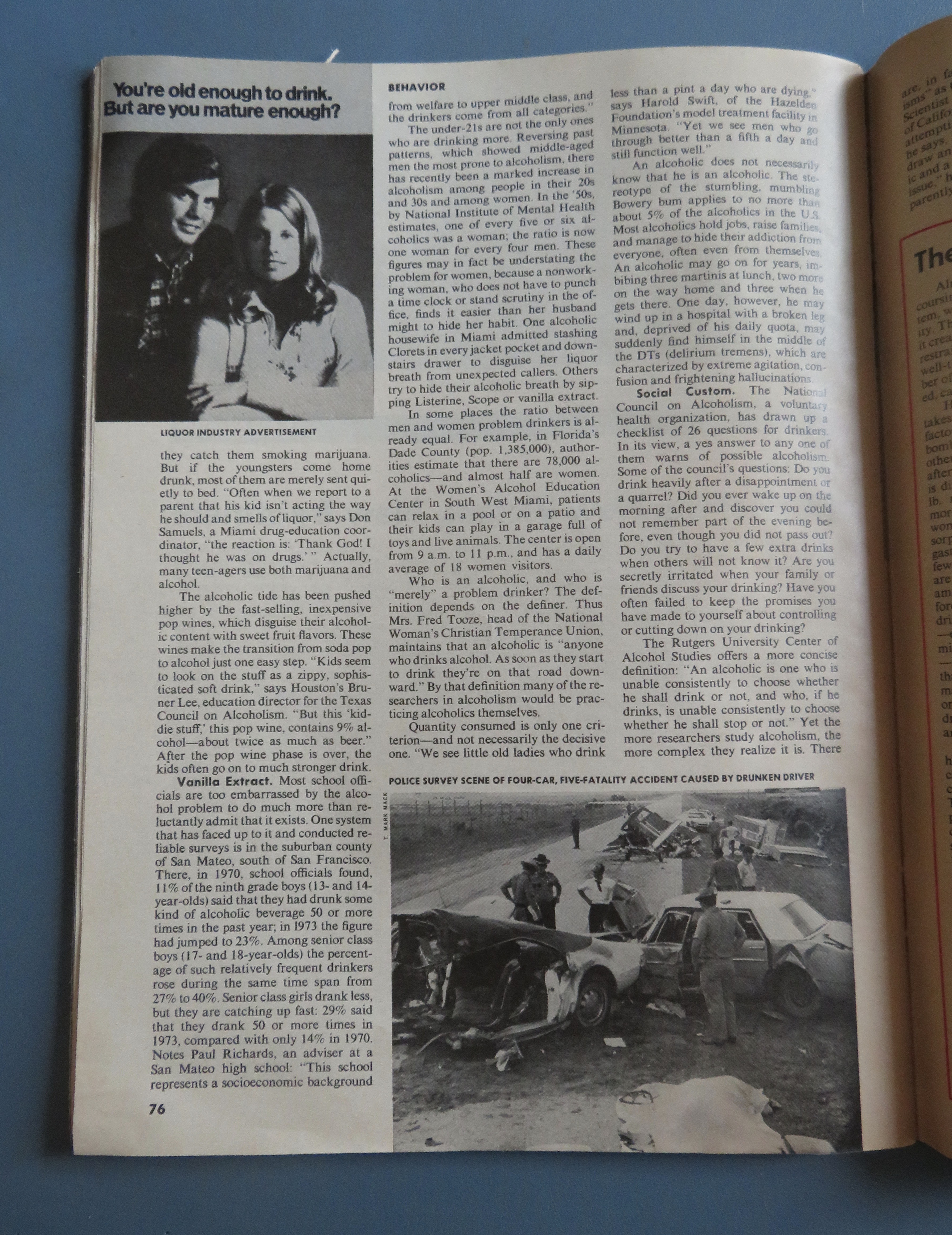 Time Magazine April 22, 1974 Alcoholism