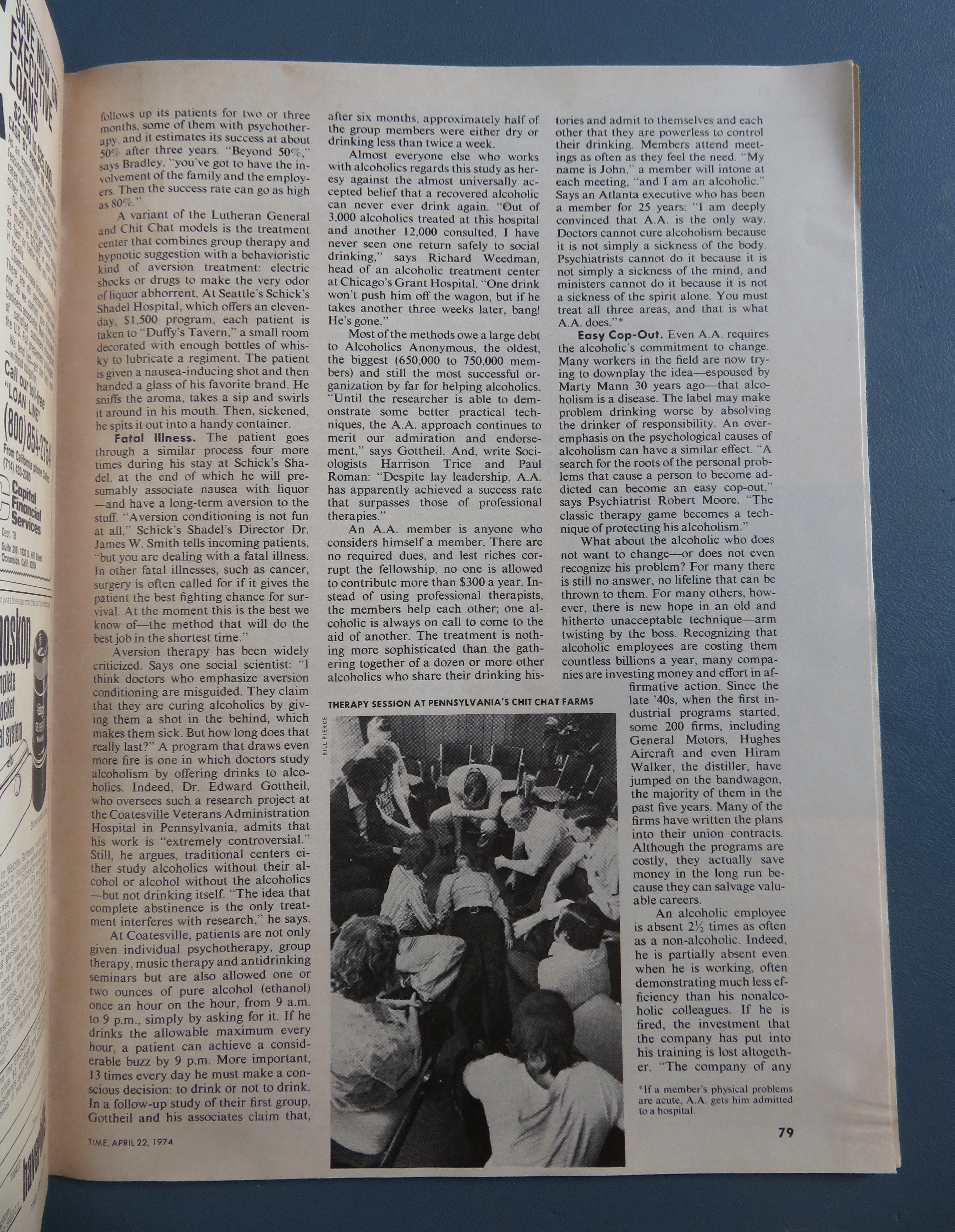 Time Magazine April 22, 1974 Alcoholism