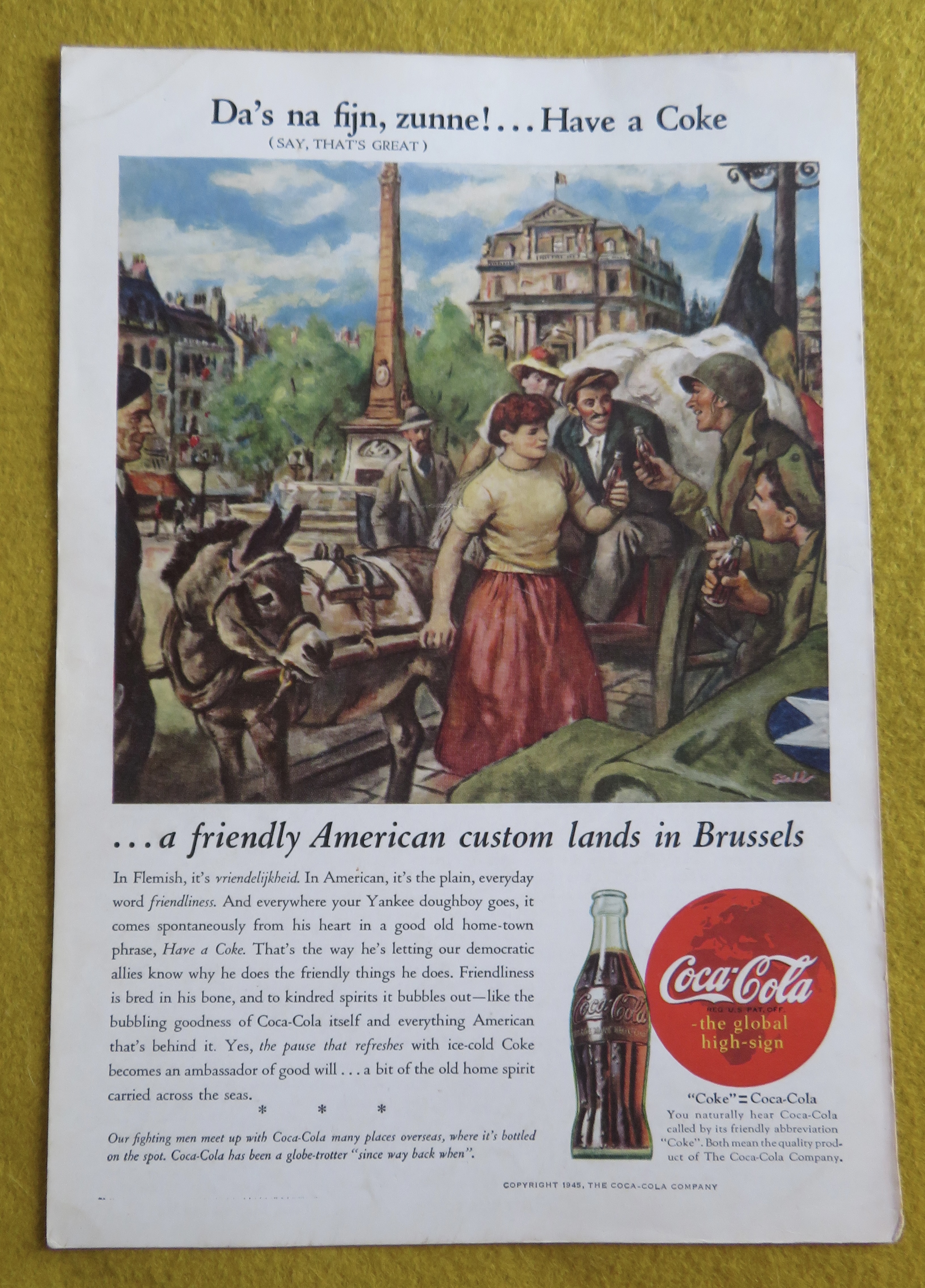 1945 Coca Cola (Coke) with People In Brussels